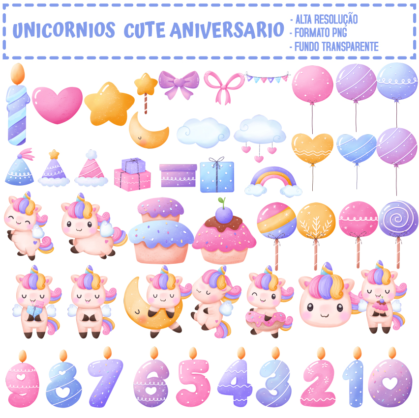 KIT DIGITAL UNICORNIOS  CUTE ANIVERSARIO