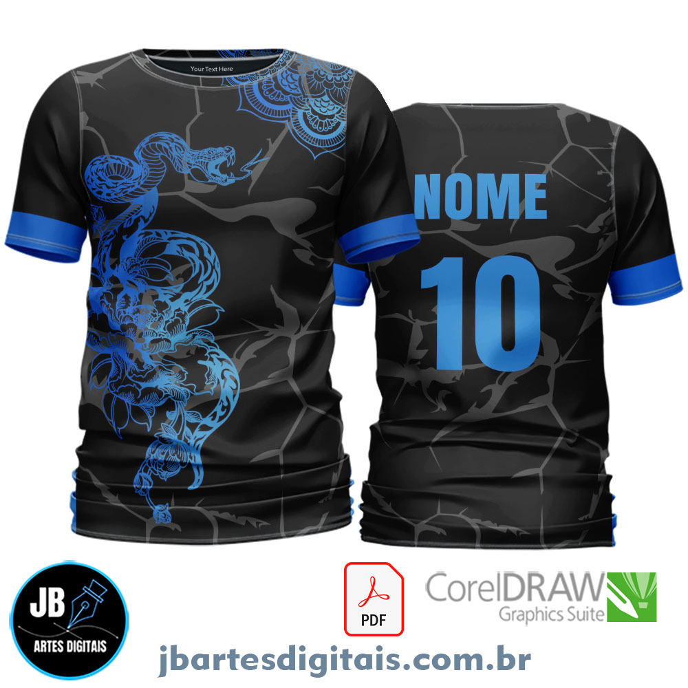 Arte camiseta Interclasse Sublimação Total (SERPENTE AZUL)