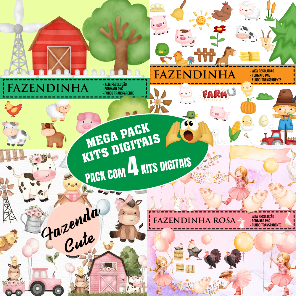 BOX 4 KITS DIGITAIS  FAZENDINHA