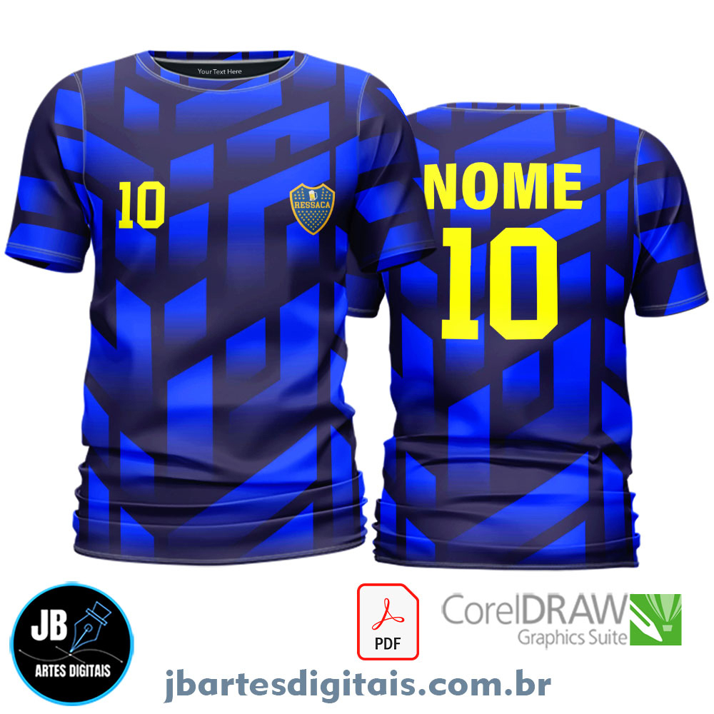 Arte camiseta Futebol Sublimação Total (AZUL GEOMETRICO)