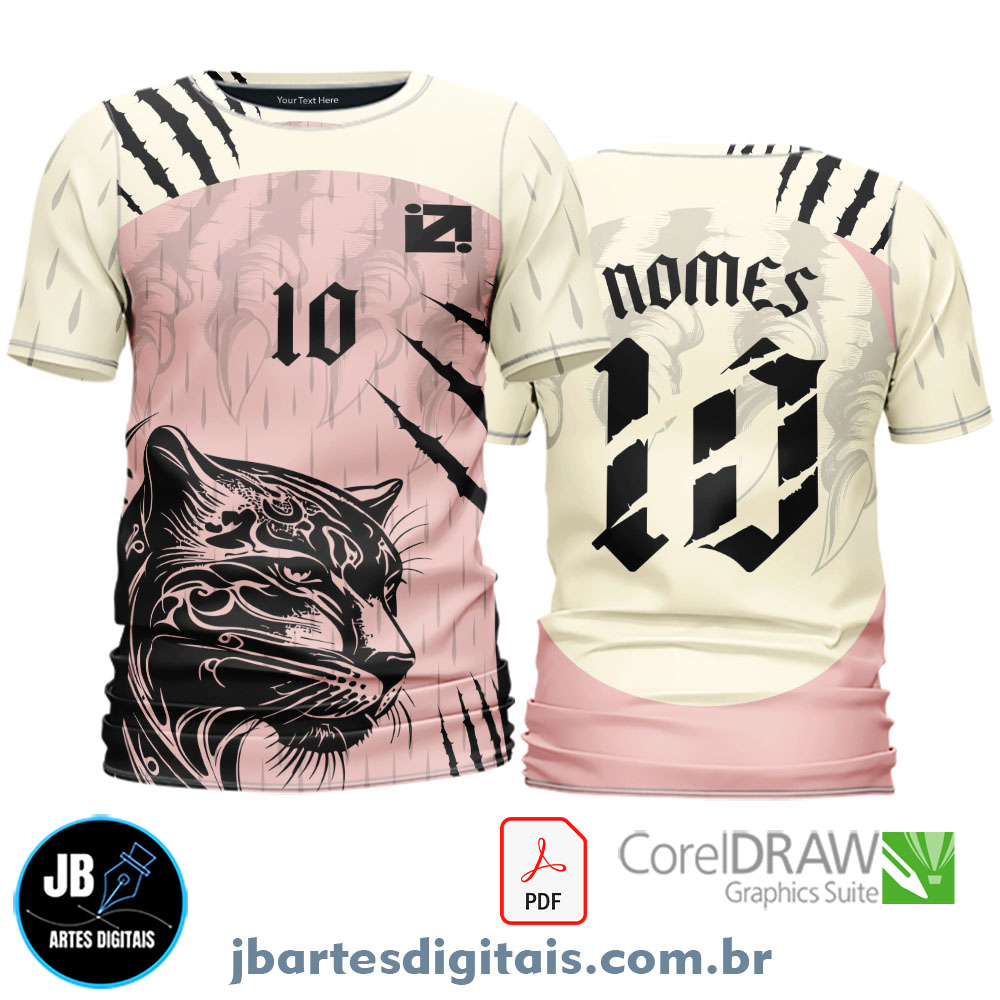 Arte camiseta Interclasse Sublimação Total (PANTERA AMARELO E ROSA)