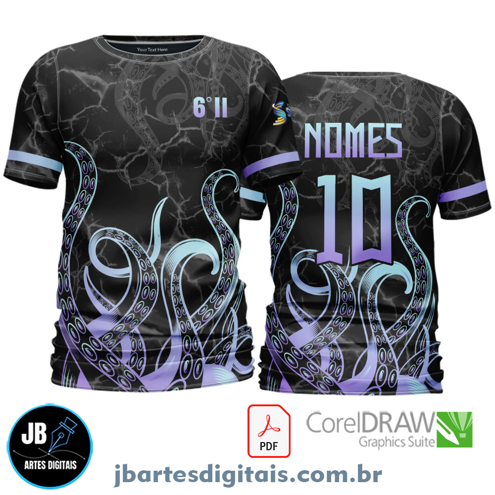 Arte camiseta Interclasse Sublimação Total (Patter - Polvo - Octopus 24)