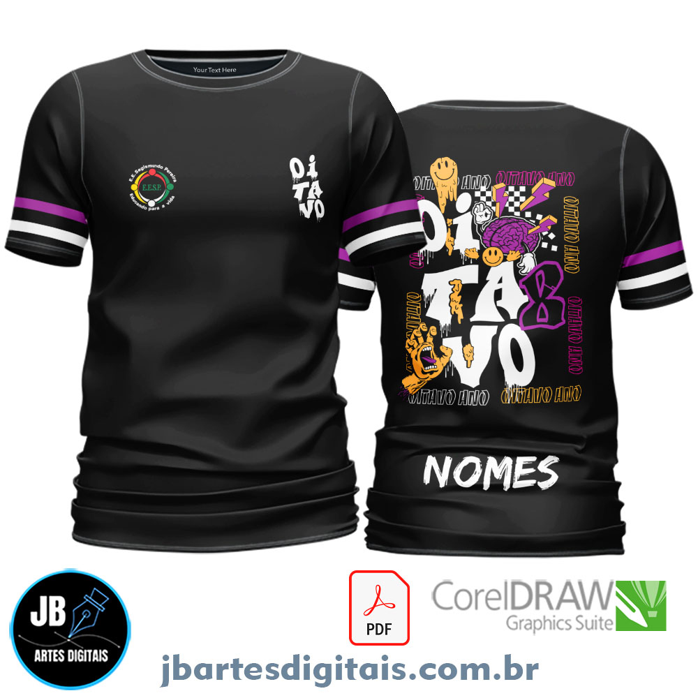 Arte camiseta Nono Ano (CEREBRO E MAO)