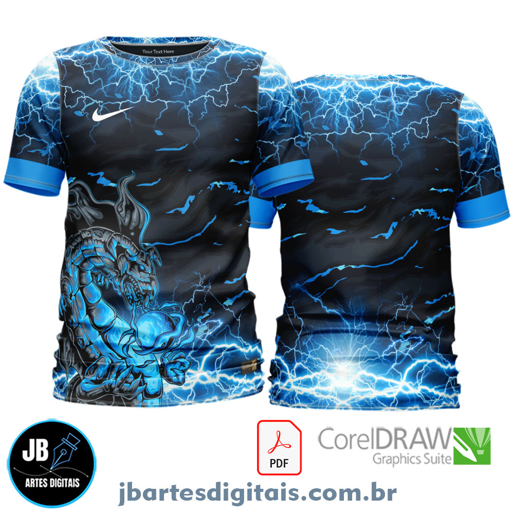 Arte camiseta Interclasse Sublimação Total (DRAGAO RAIO AZUL)