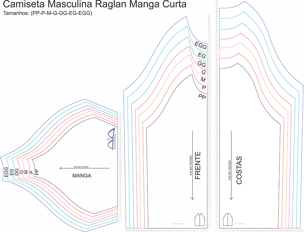 Modelagens Digitais (MOLDES CAMISETAS RAGLAN MANGA CURTA)