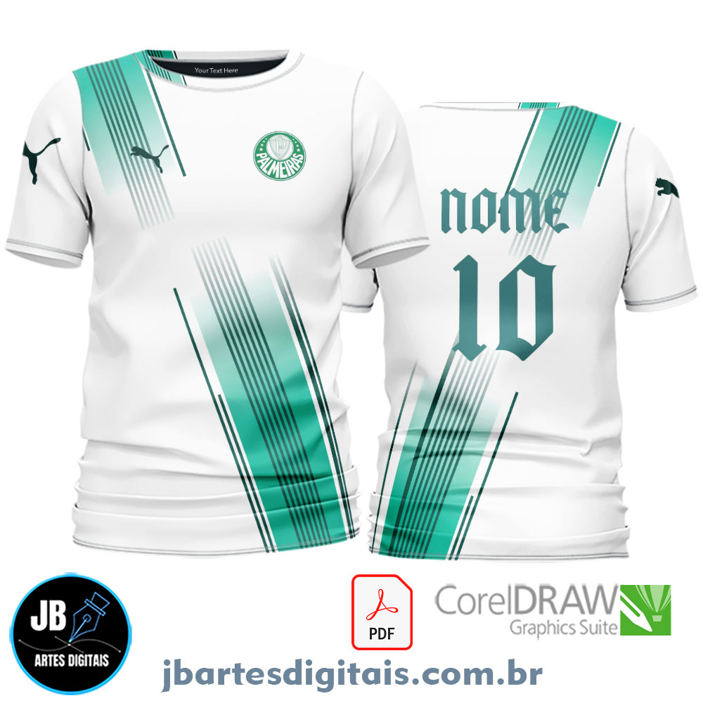 Arte camiseta Futebol Sublimação Total (PALMEIRAS BRANCA)