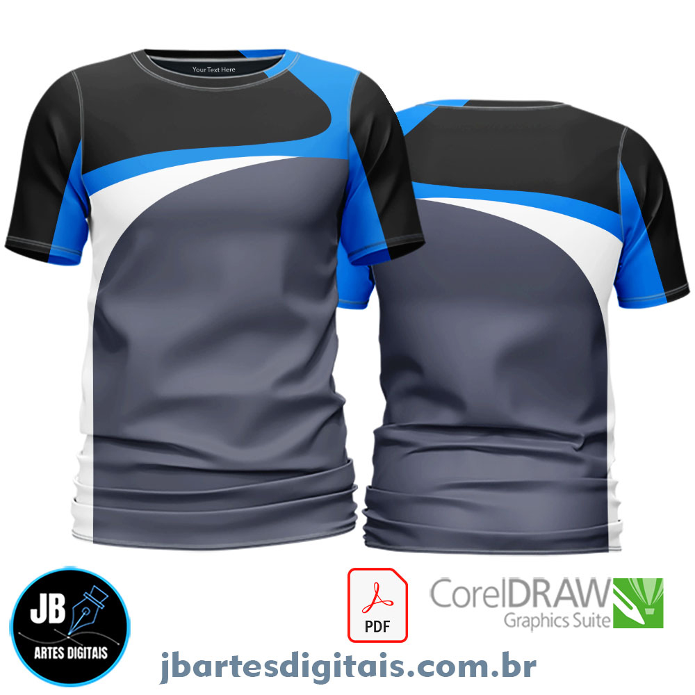 Arte camiseta Sublimação Total (LINEAS PRETO BRANCO VERMELHO)