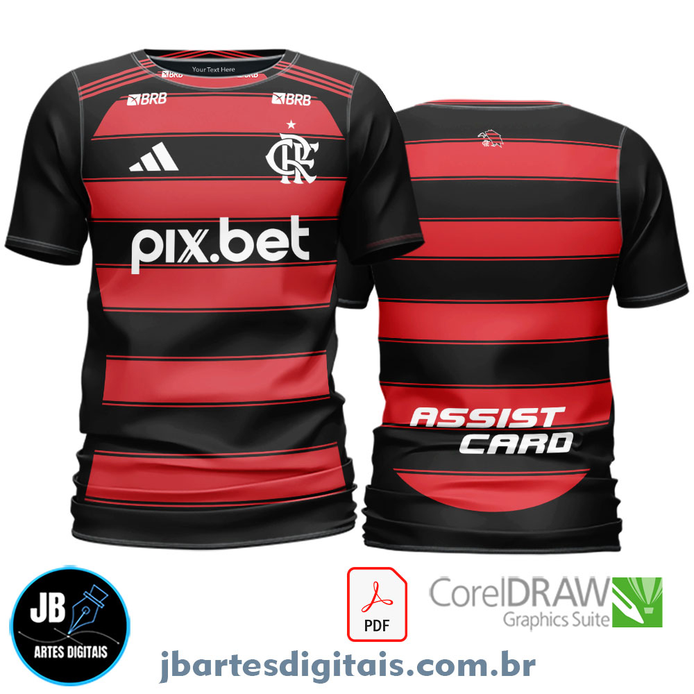 Arte camiseta Futebol Sublimação Total (FLAMENGO 2025)