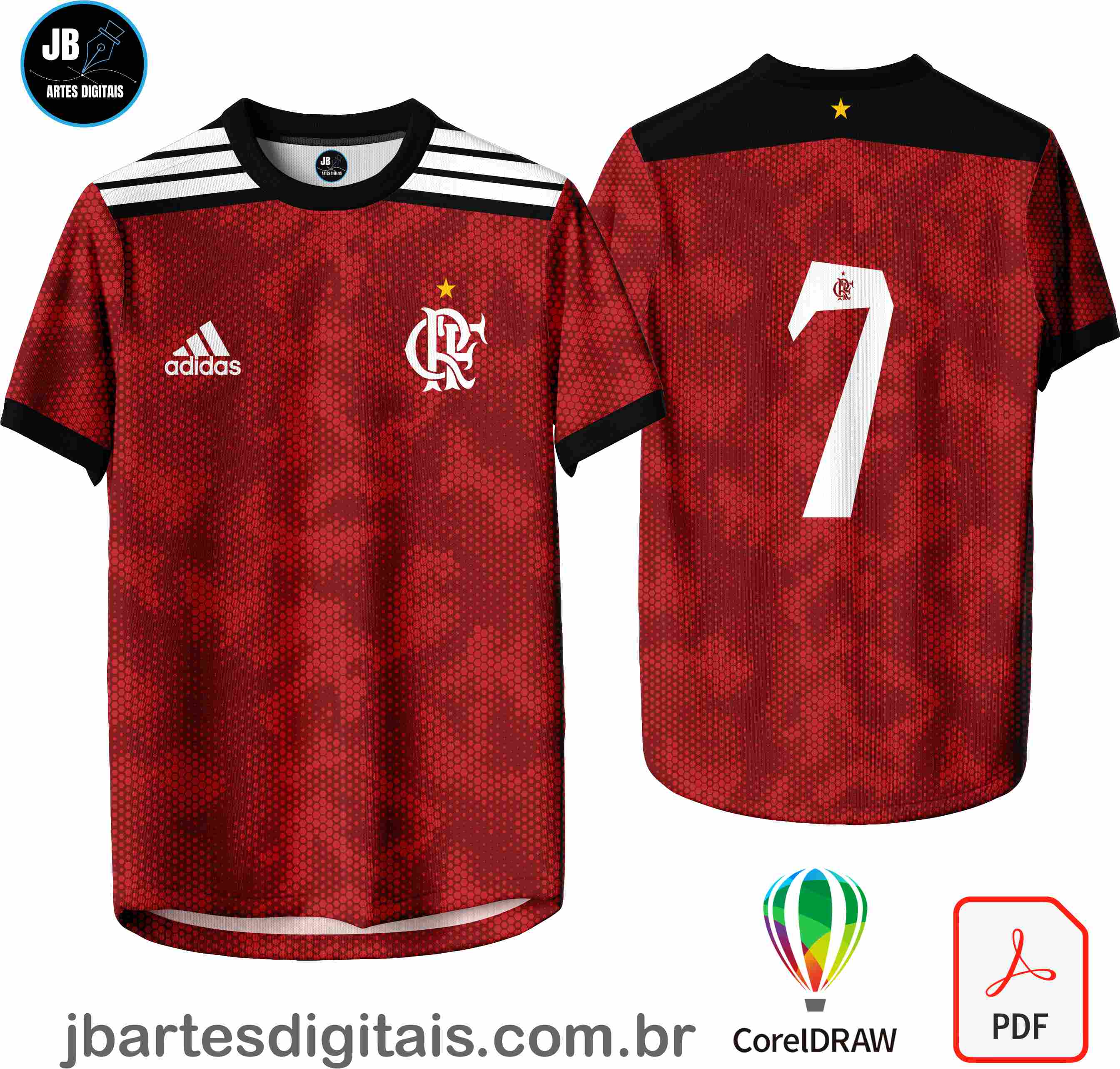 Arte camiseta Futebol Sublimação Total (FLAMENGO - CAMISA 011)