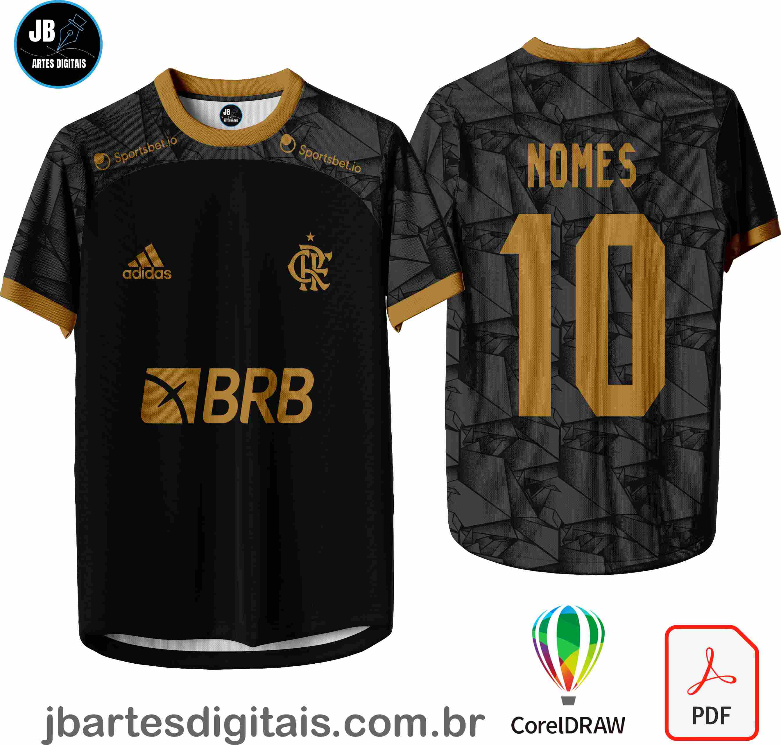 Arte camiseta Futebol Sublimação Total (FLAMENGO - CAMISA 009)