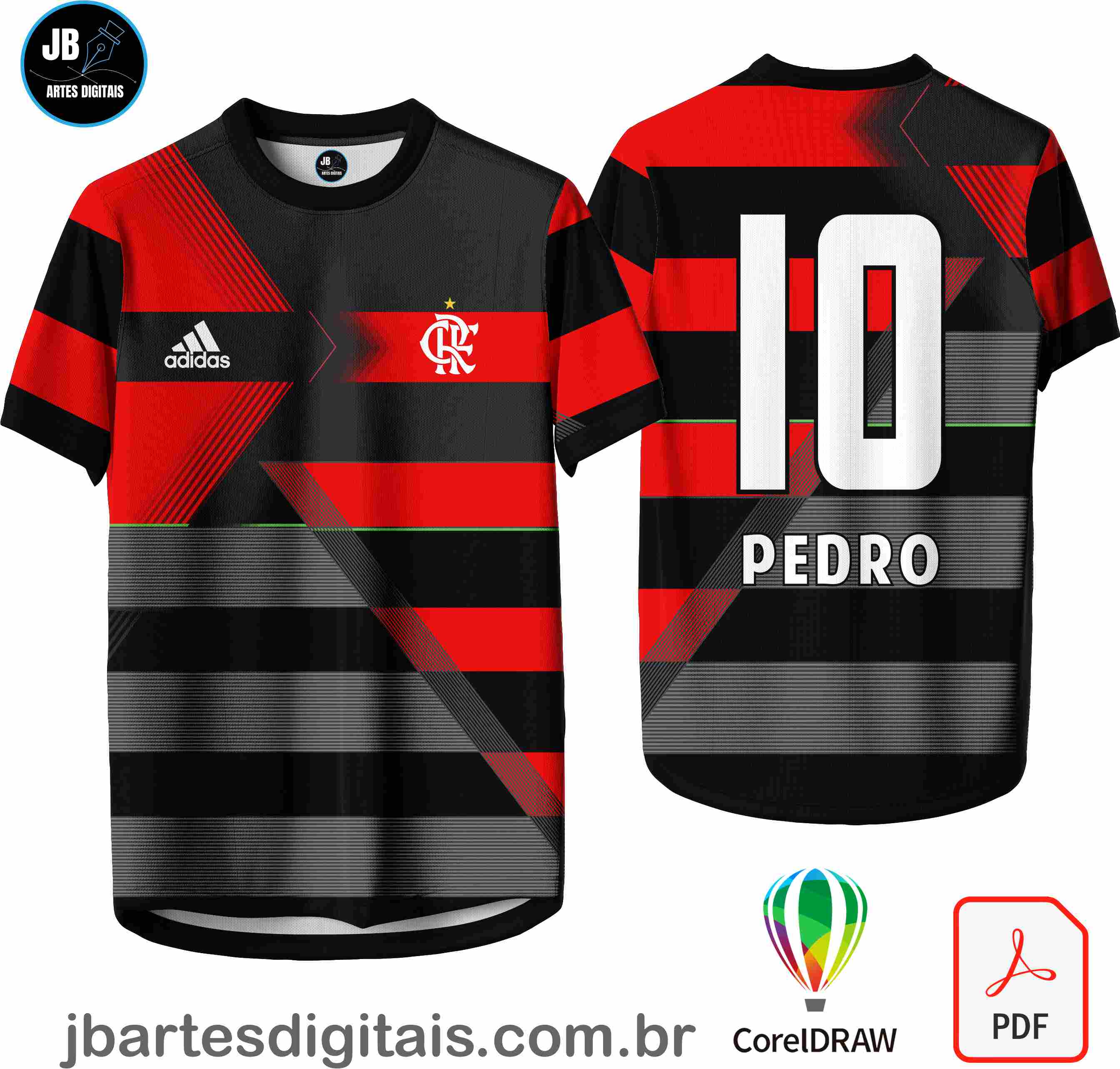 Arte camiseta Futebol Sublimação Total (FLAMENGO - CAMISA 008)