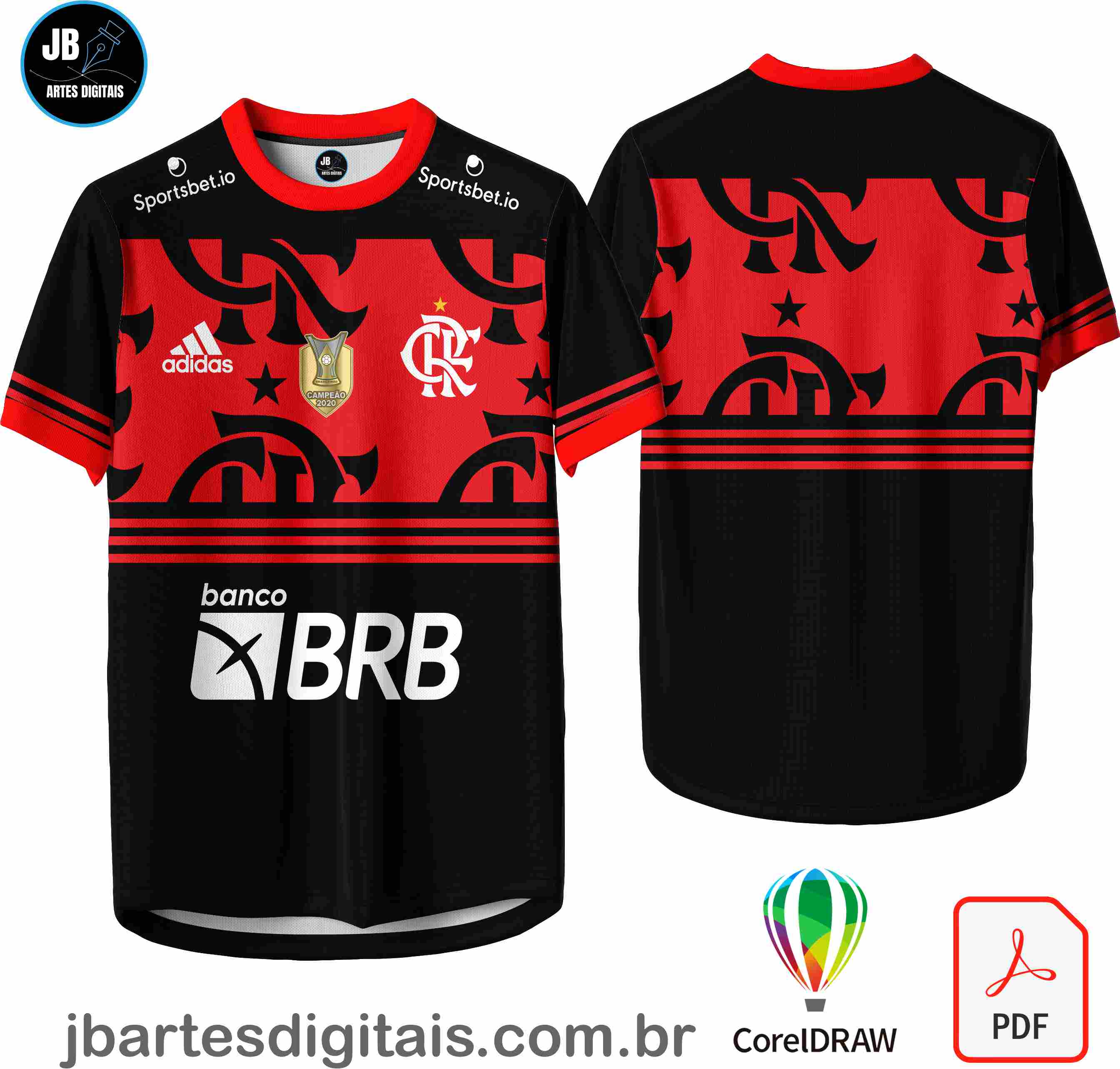 Arte camiseta Futebol Sublimação Total (FLAMENGO - CAMISA 004)
