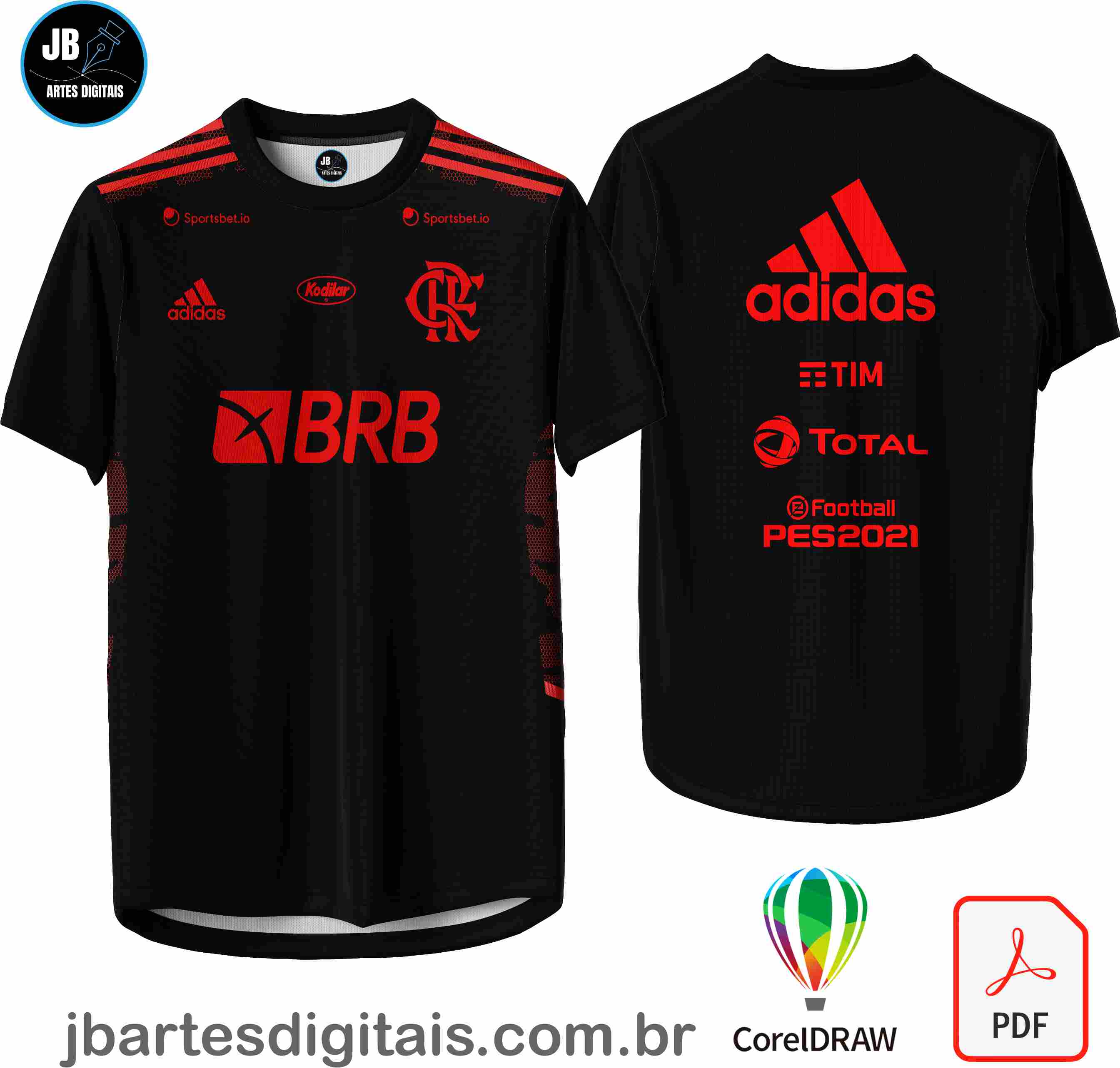 Arte camiseta Futebol Sublimação Total (FLAMENGO - CAMISA 003)