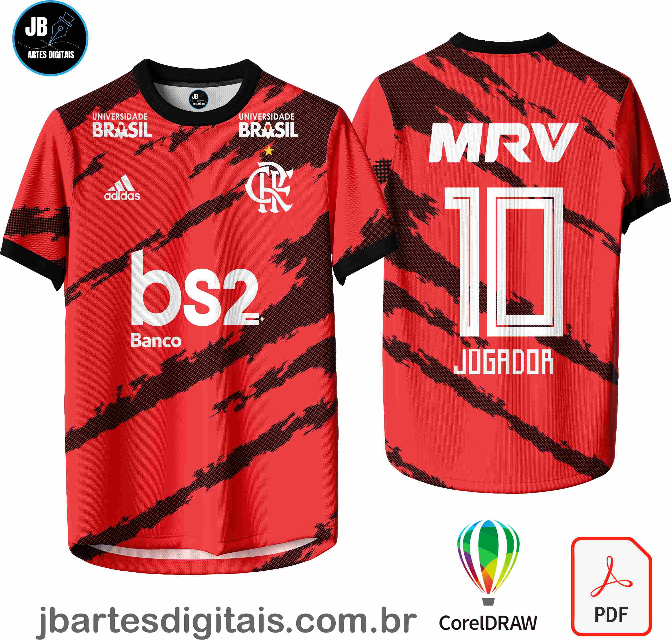 Arte camiseta Futebol Sublimação Total (FLAMENGO - CAMISA 017)