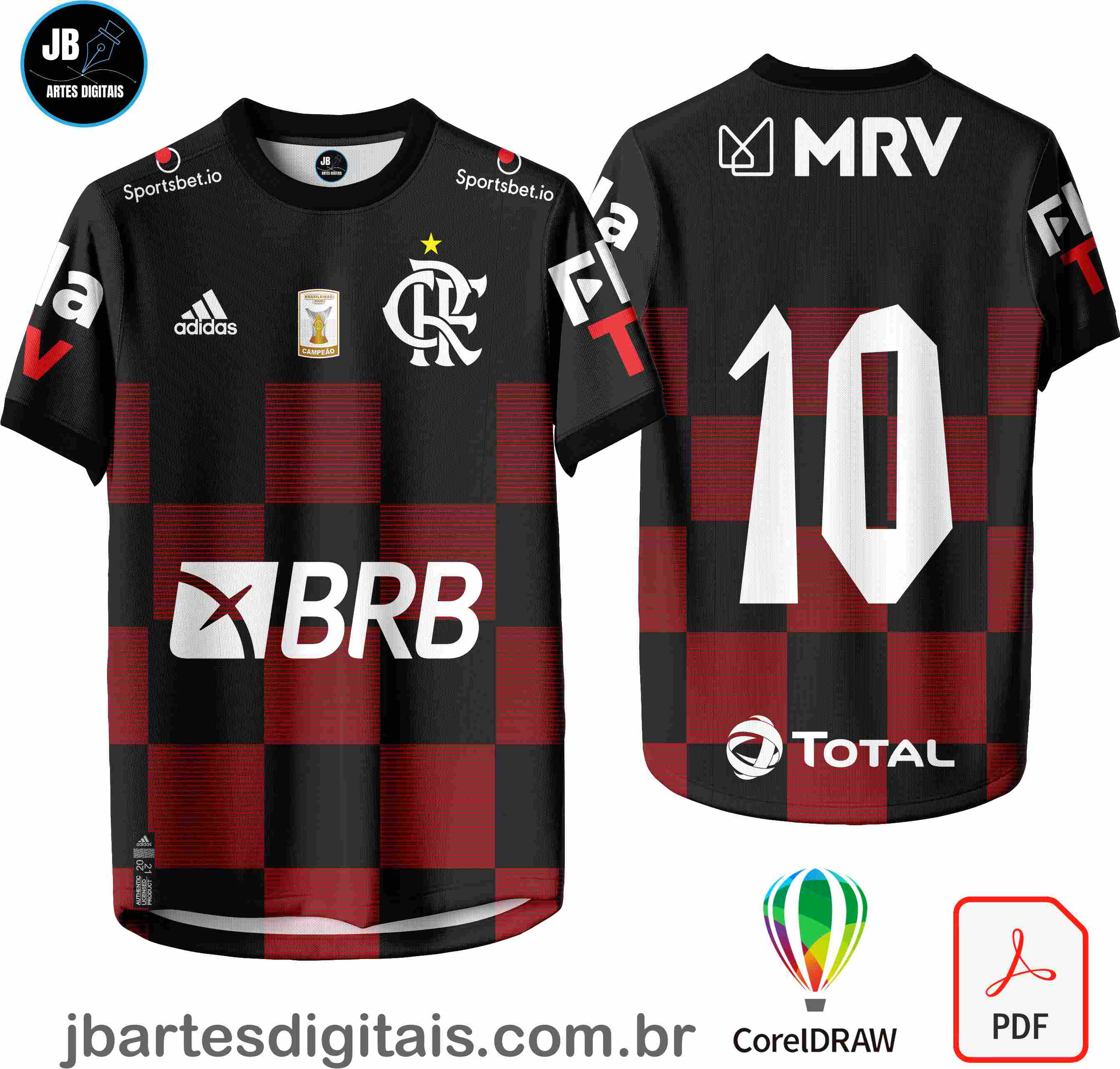 Arte camiseta Futebol Sublimação Total (FLAMENGO - CAMISA 016)