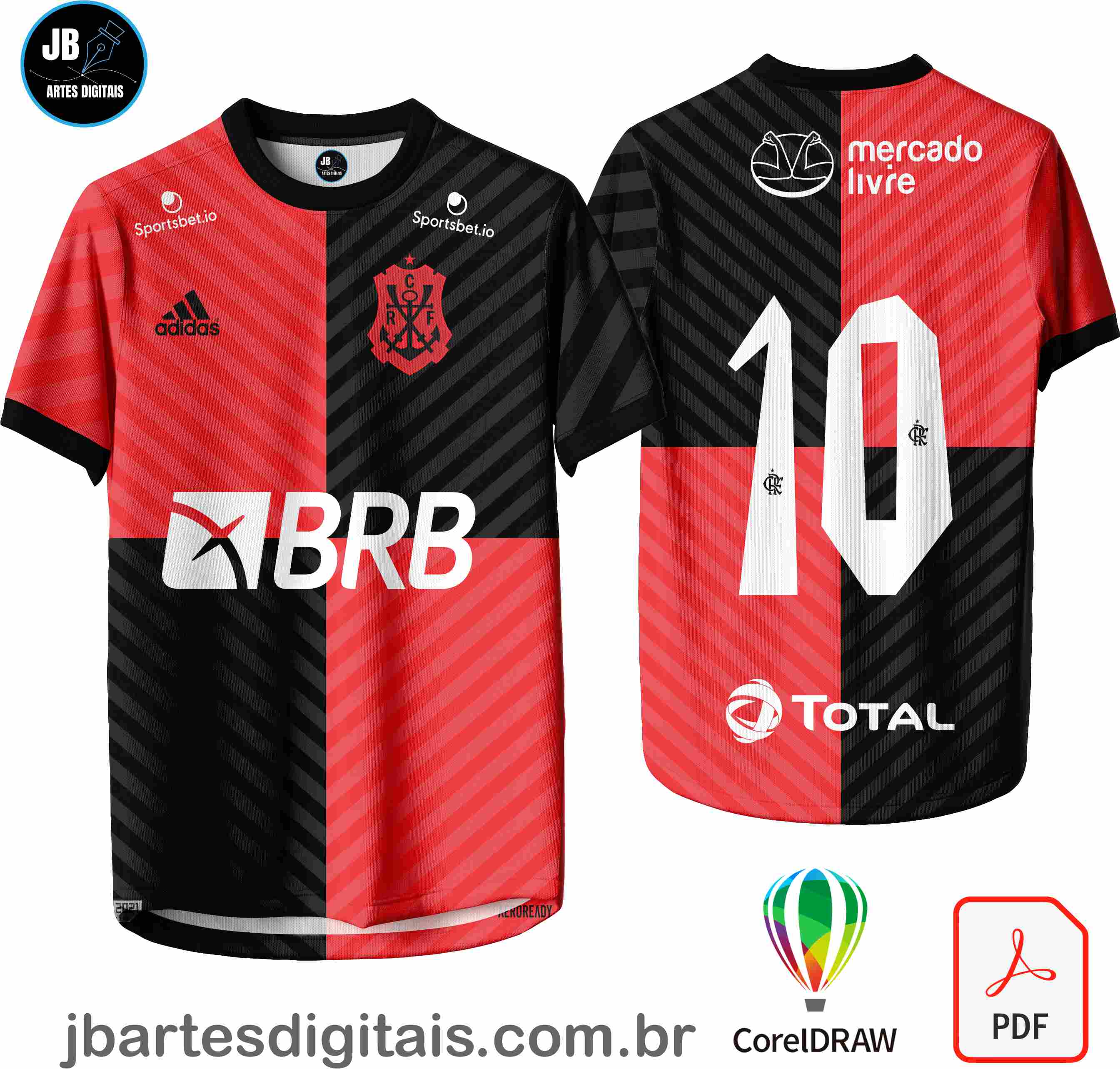 Arte camiseta Futebol Sublimação Total (FLAMENGO - CAMISA 014)