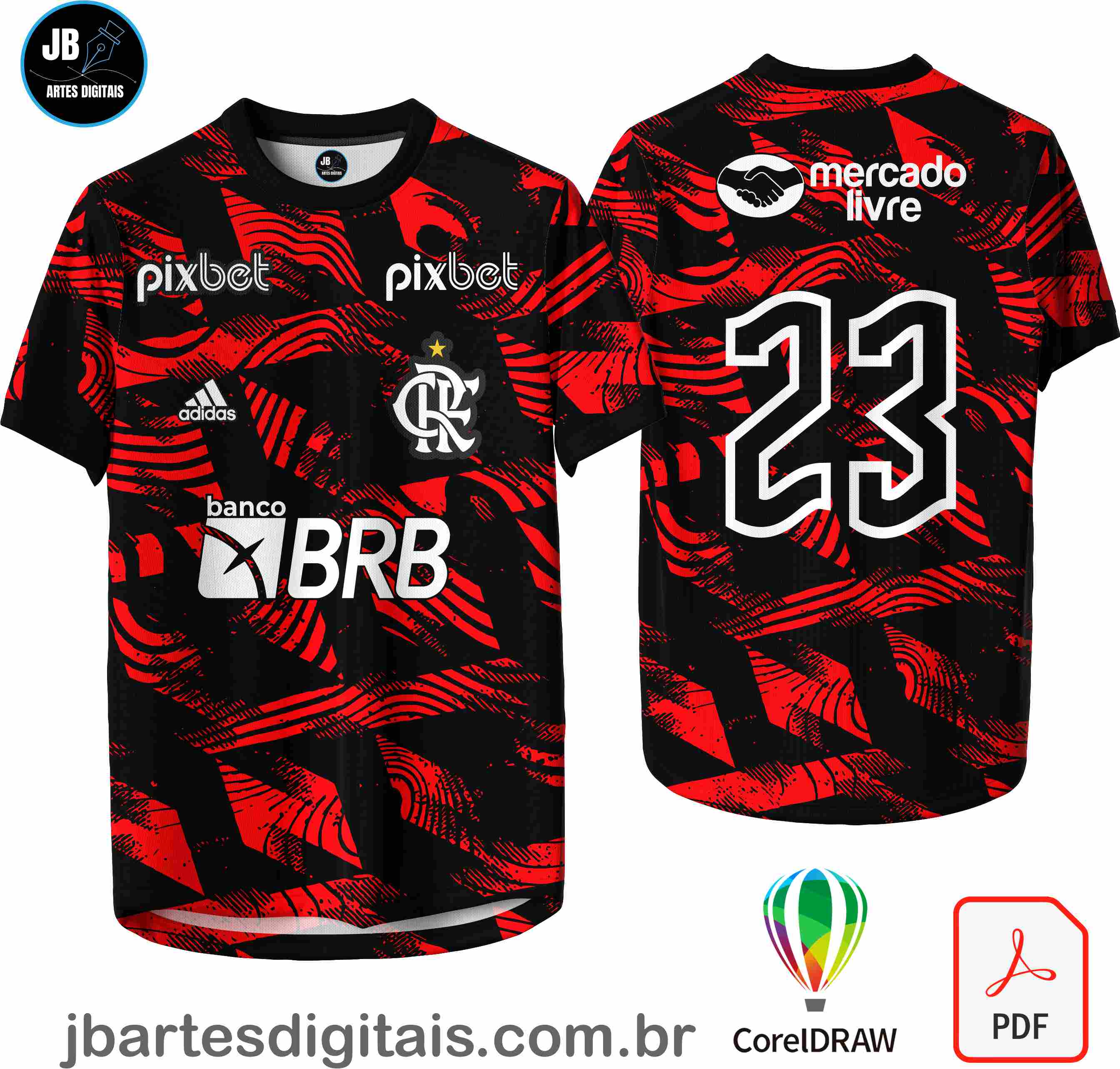 Arte camiseta Futebol Sublimação Total (FLAMENGO - CAMISA 012)