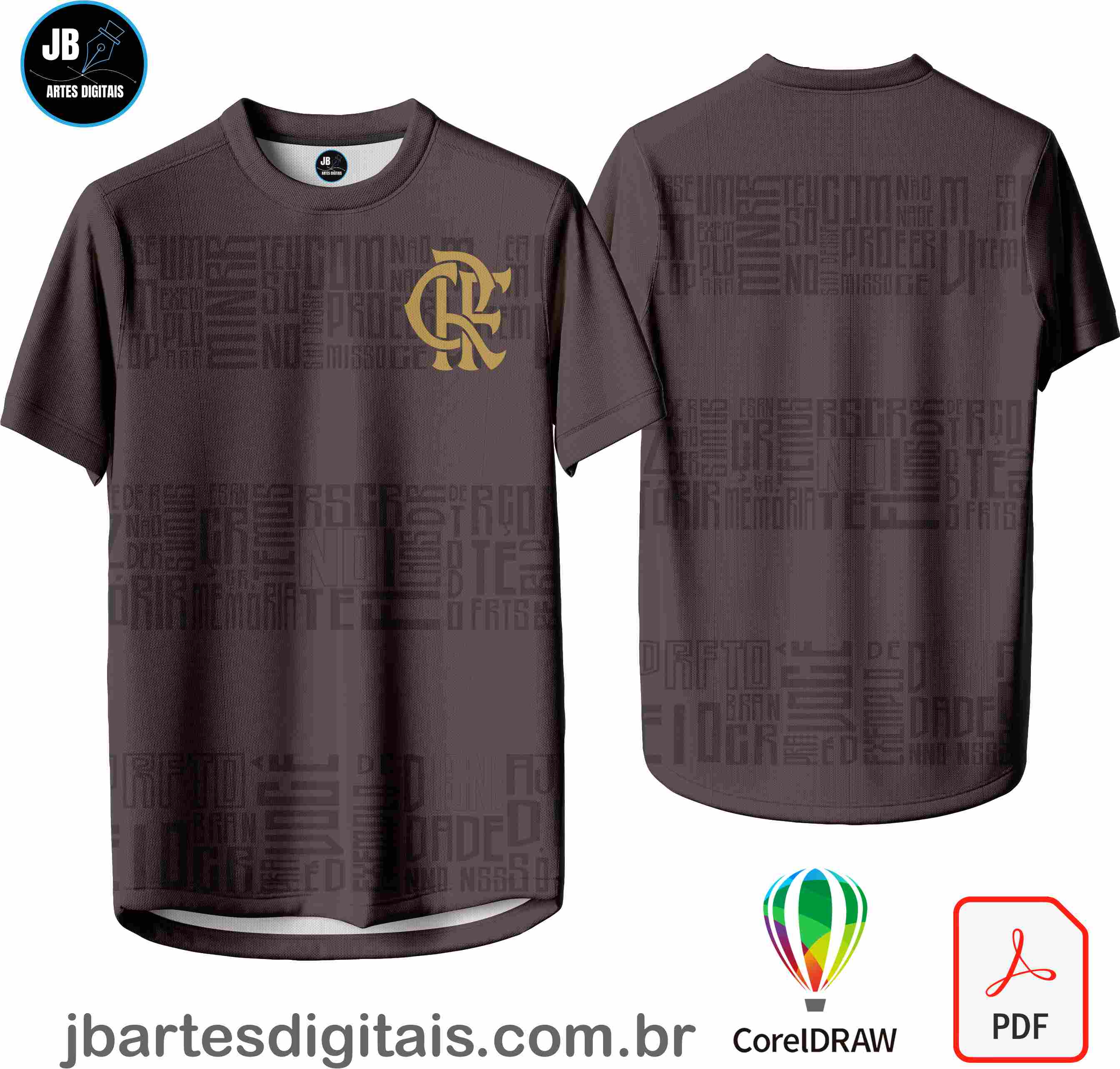 Arte camiseta Futebol Sublimação Total (Jersey Flamengo Brown)