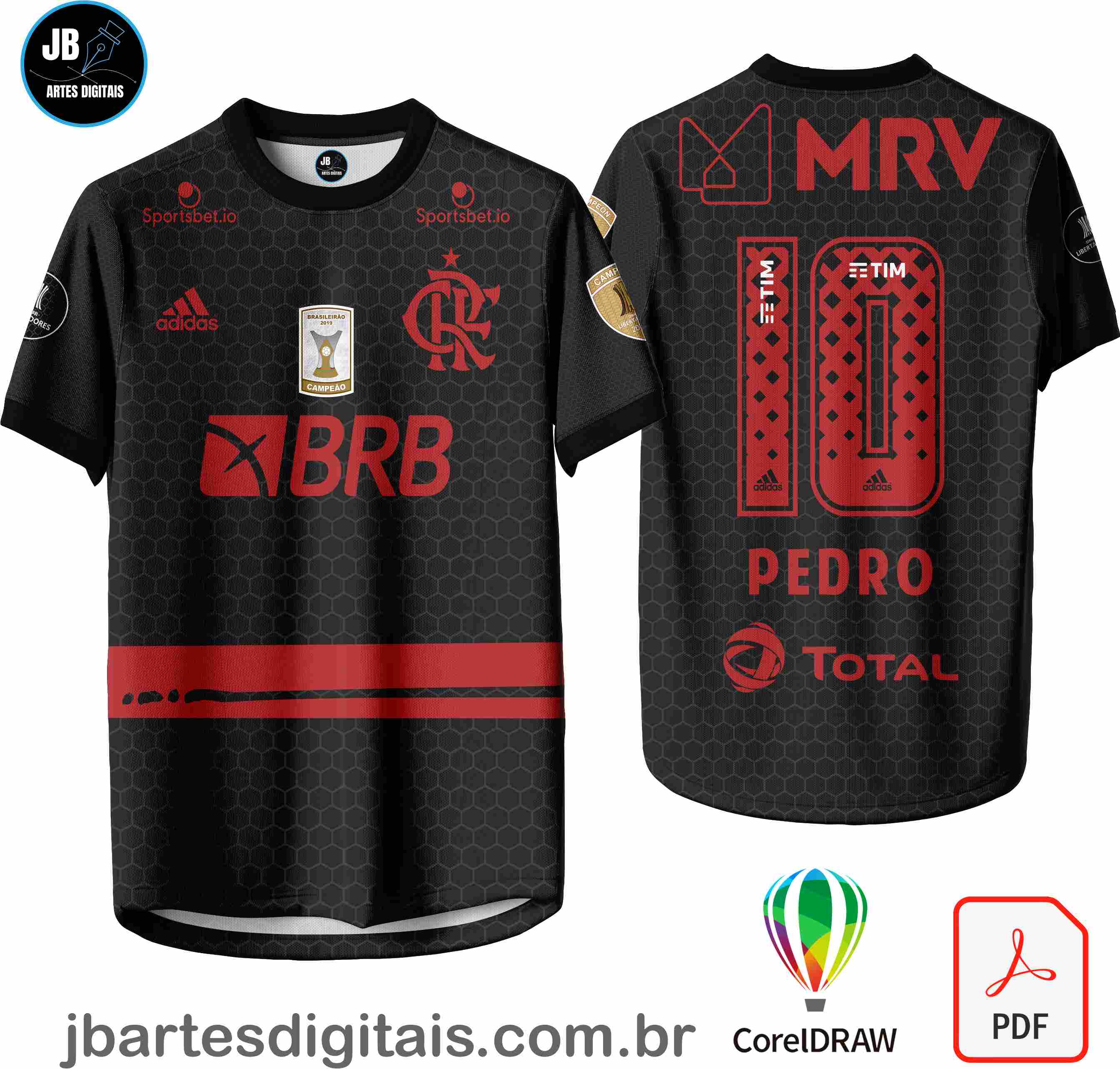 Arte camiseta Futebol Sublimação Total (FLAMENGO - CAMISA 018)