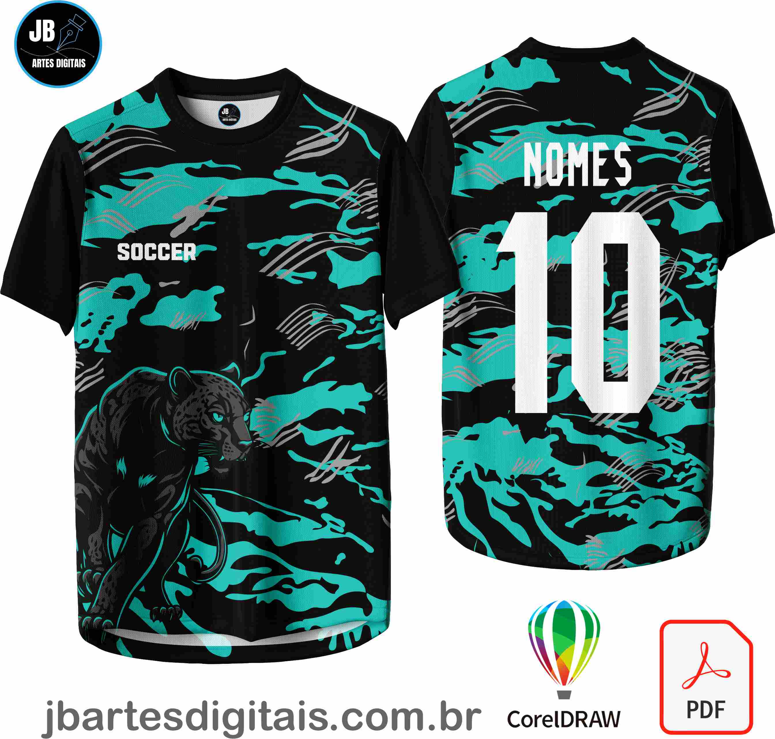Arte camiseta Interclasse Sublimação Total (DESING PANTERA VERDE E PRETO)