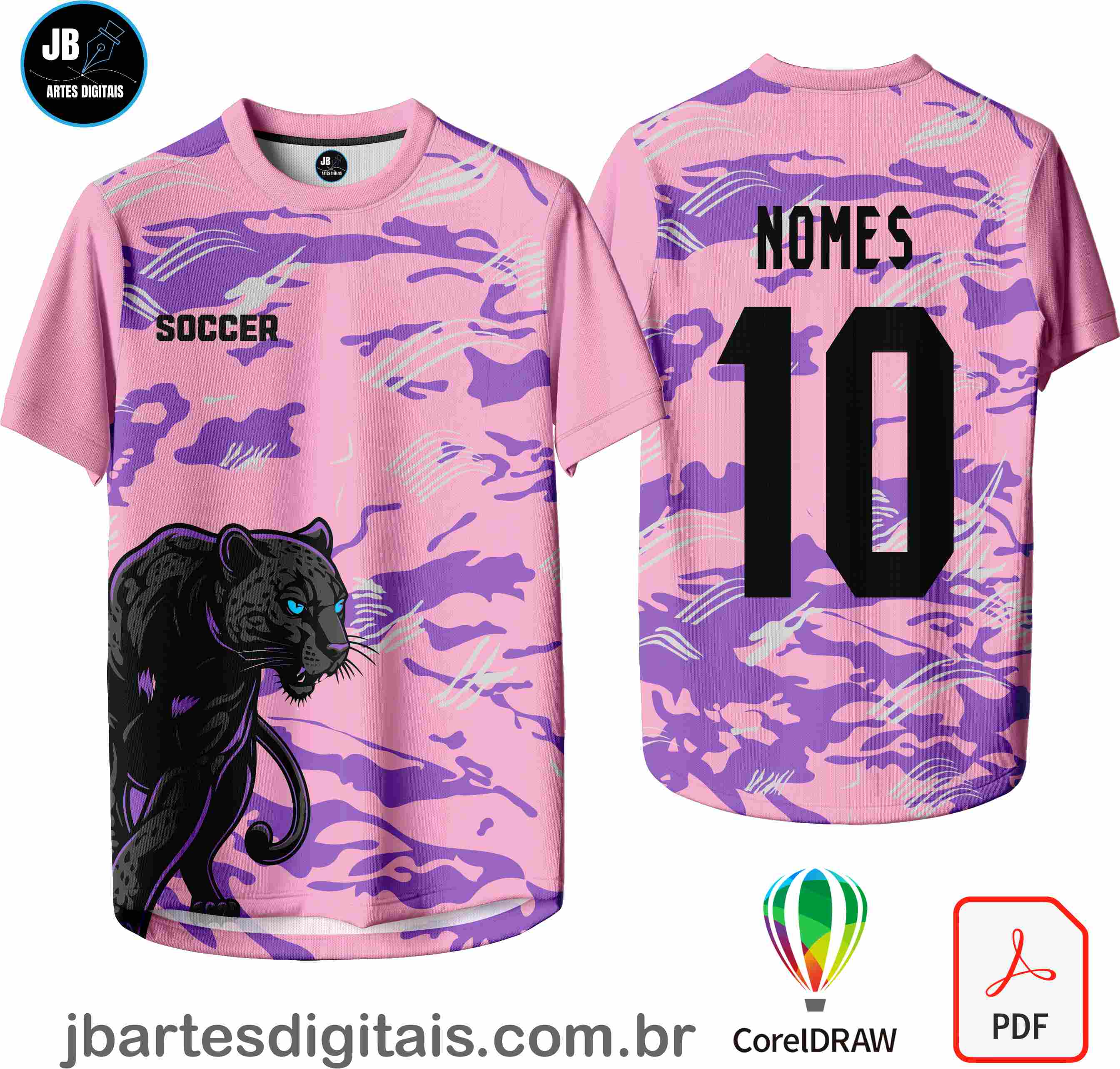 Arte camiseta Interclasse Sublimação Total (Desing Pantera ROSA)