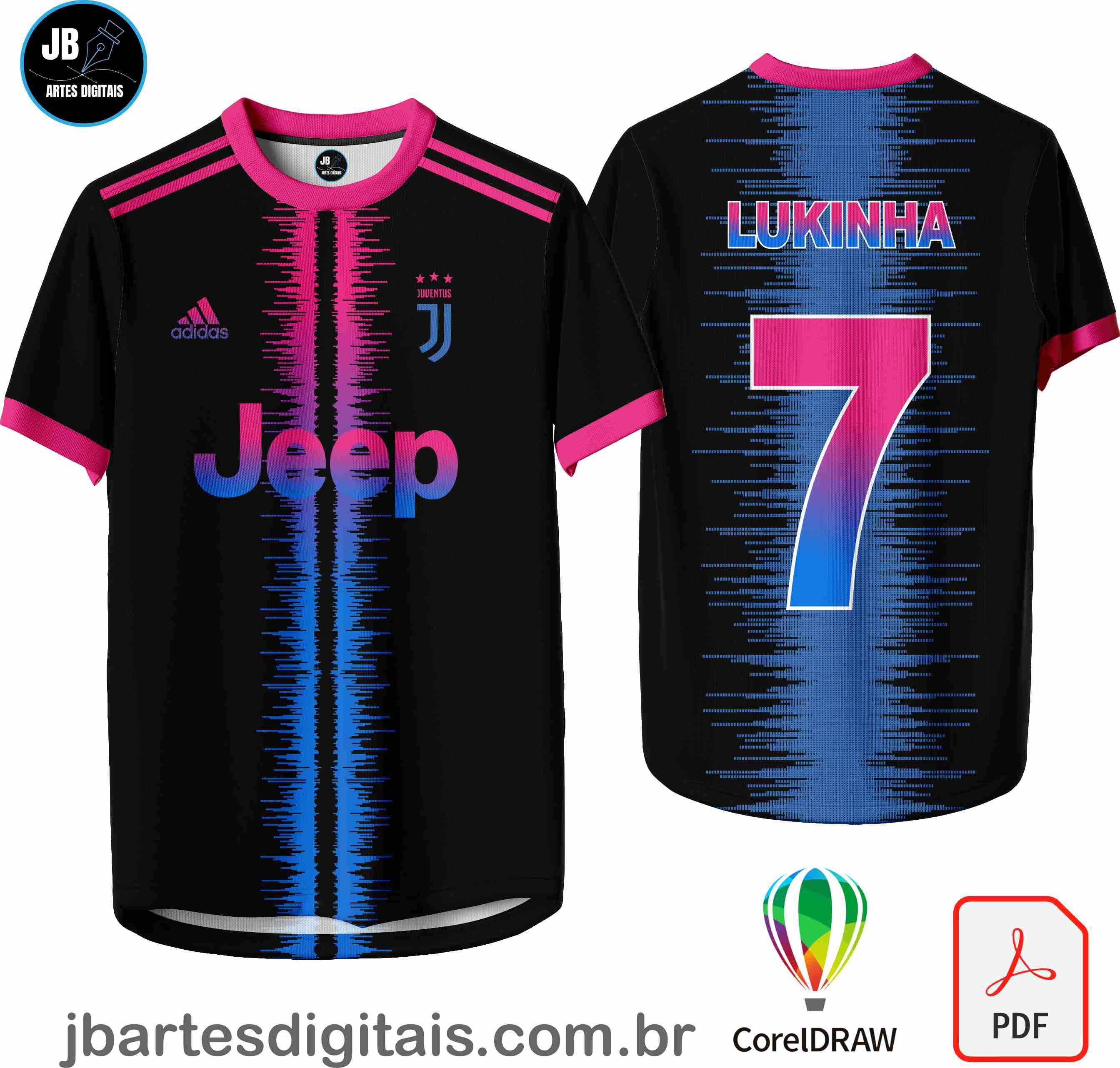 Arte camiseta Futebol Sublimação Total (DESIGN JUVENTUS ROSA)
