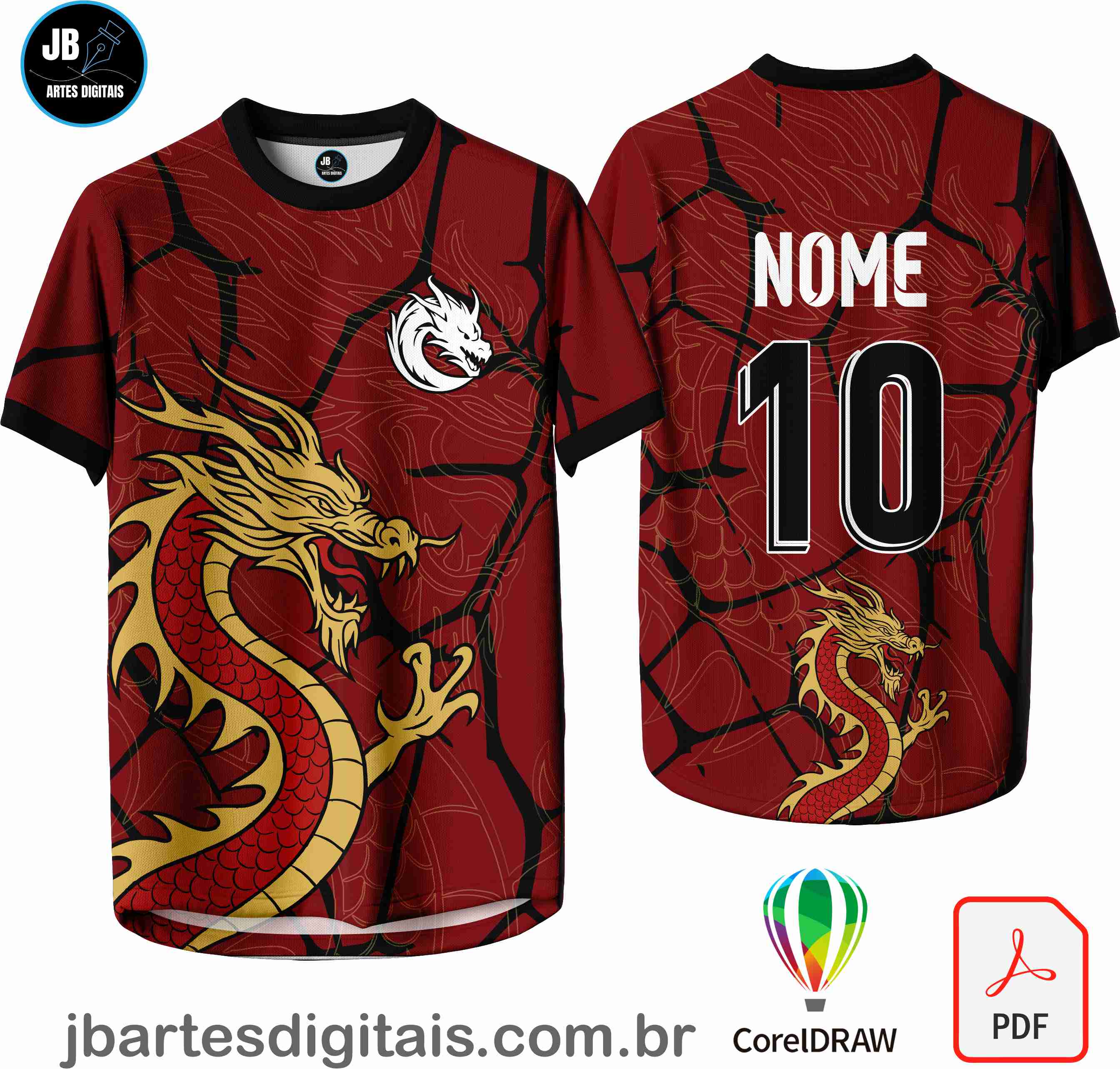 Arte camiseta Interclasse Sublimação Total (DRAGAO CHINES RED - YELLOW)