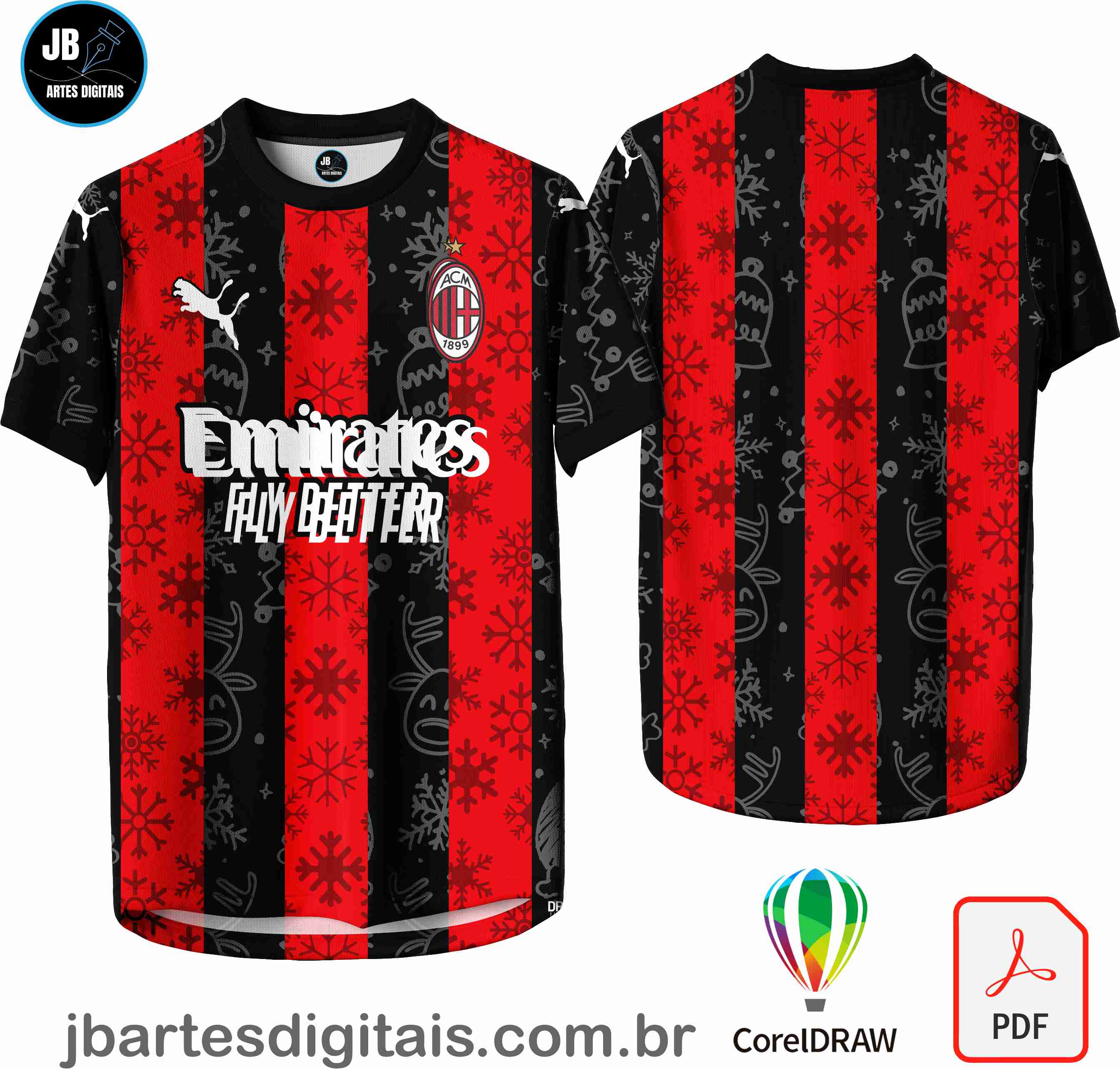 Arte camiseta Futebol Sublimação Total (AC Milan Navidad Concept 2024)