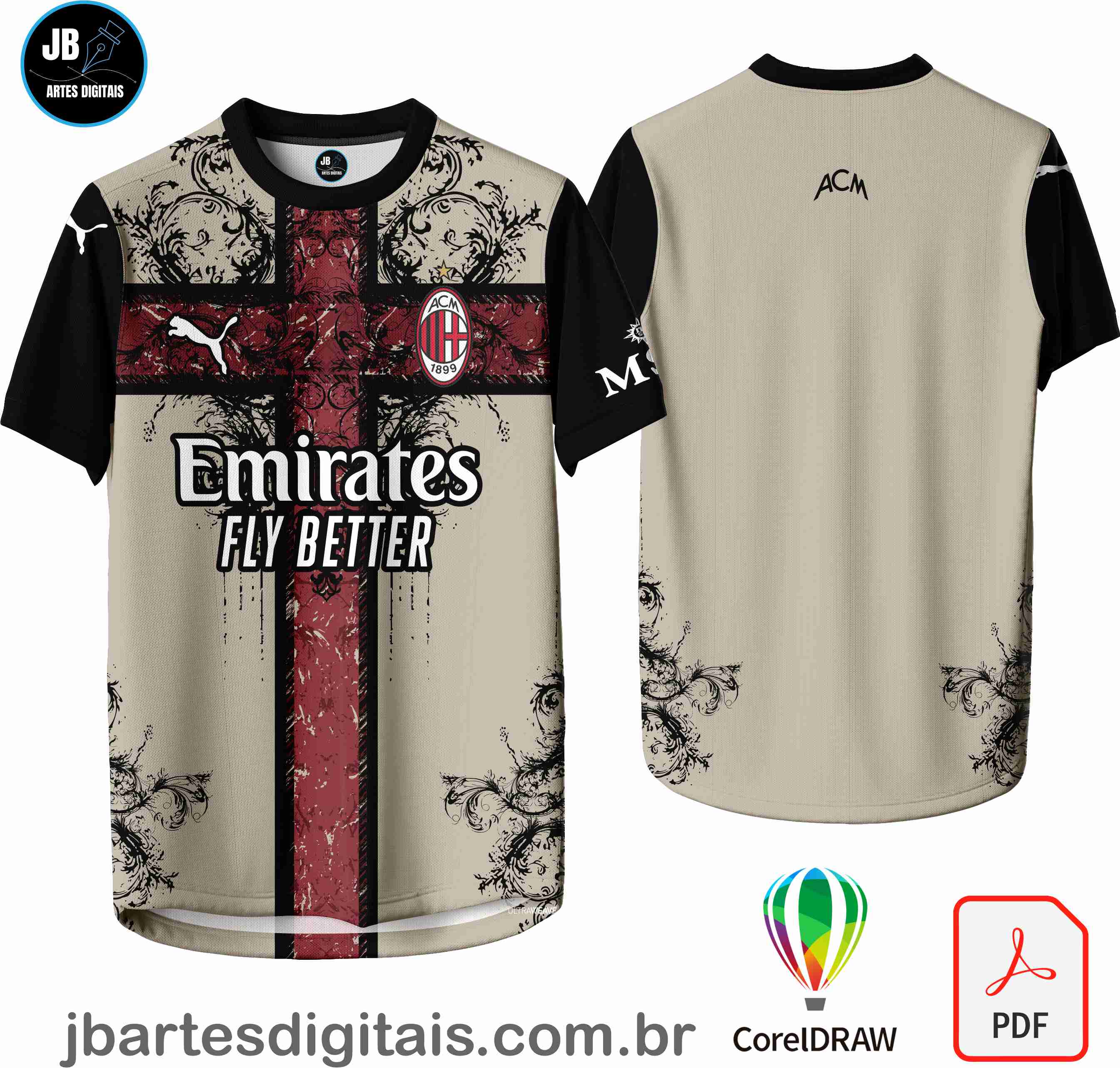 Arte camiseta Futebol Sublimação Total (AC Milan Concept 2025 (1))