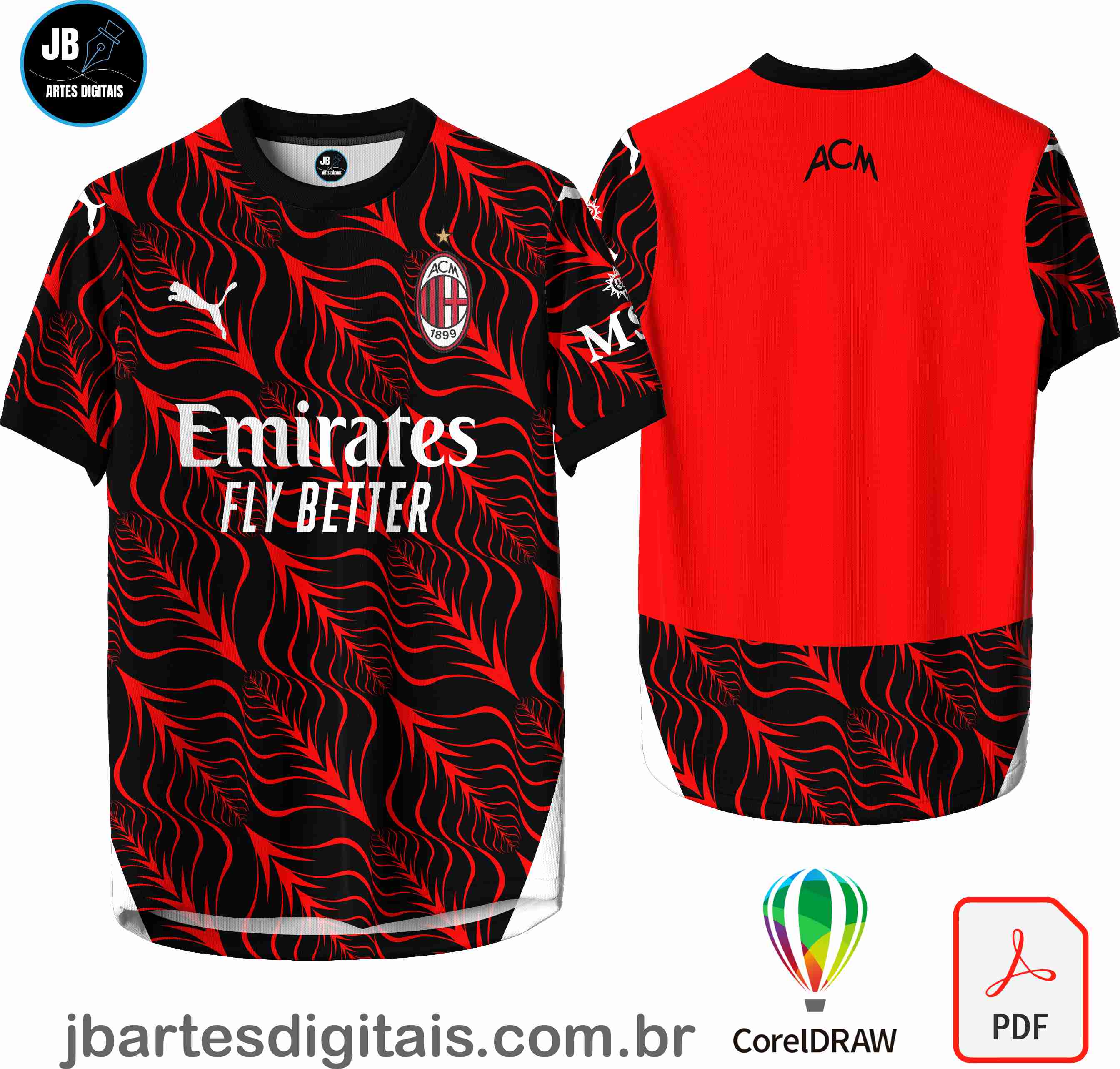 Arte camiseta Futebol Sublimação Total (AC Milan Concept 2025)