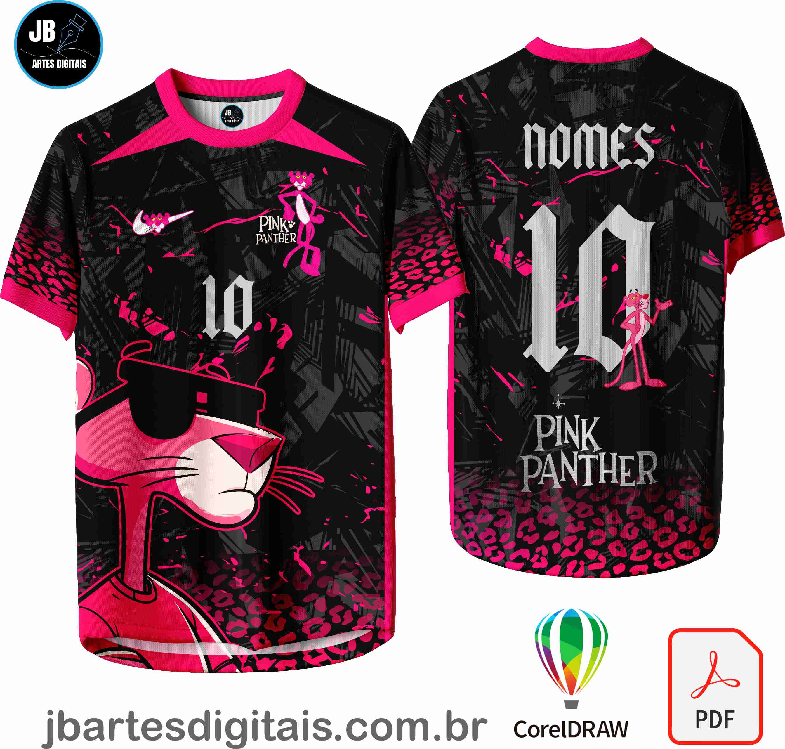 Arte camiseta Interclasse Sublimação Total (PANTERA COR DE ROSA)