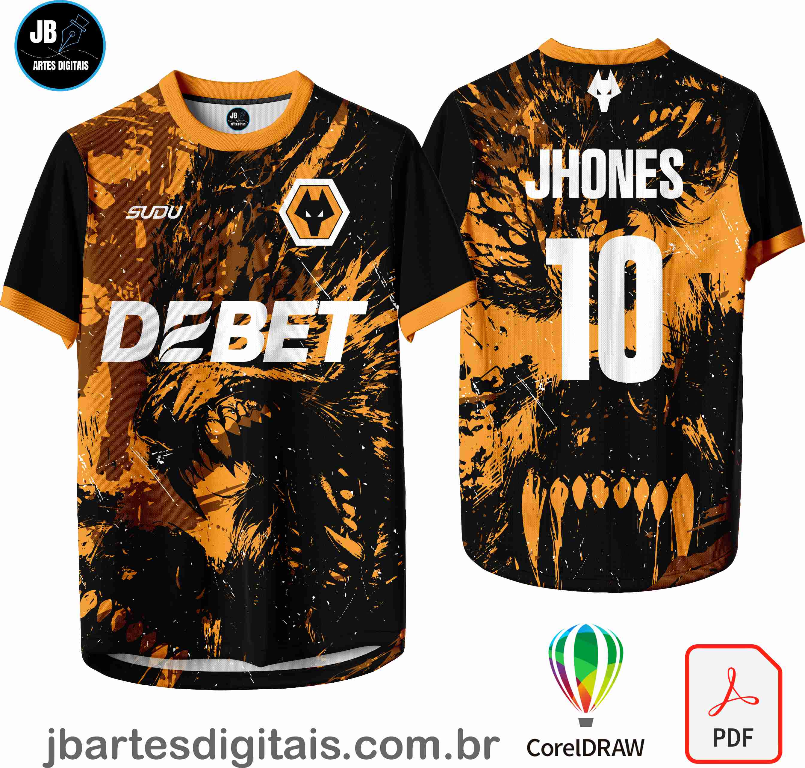 Arte camiseta Futebol Sublimação Total (Wolverhampton Concept 2025)