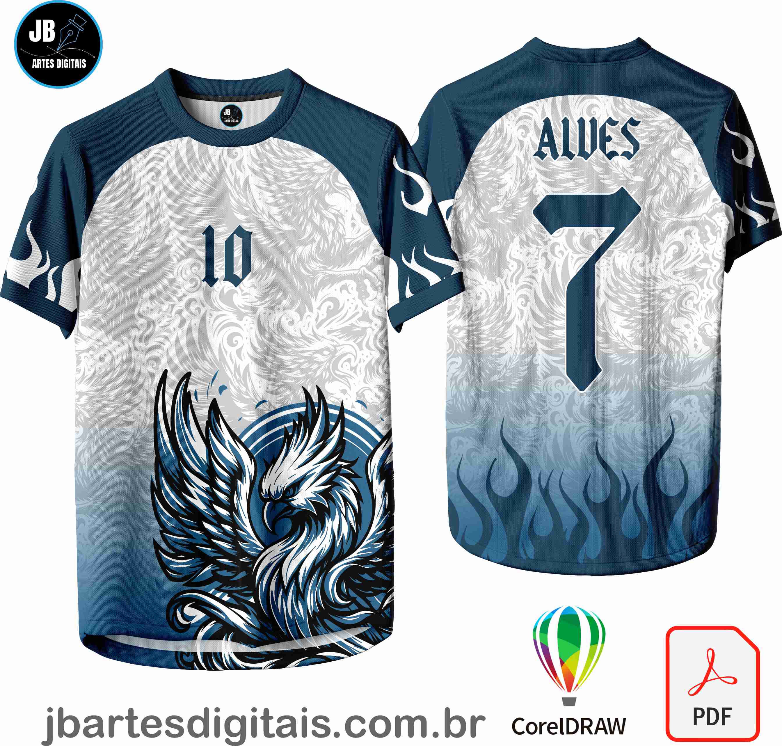 Arte camiseta Interclasse Sublimação Total (FENIX DEGRADE AZUL)