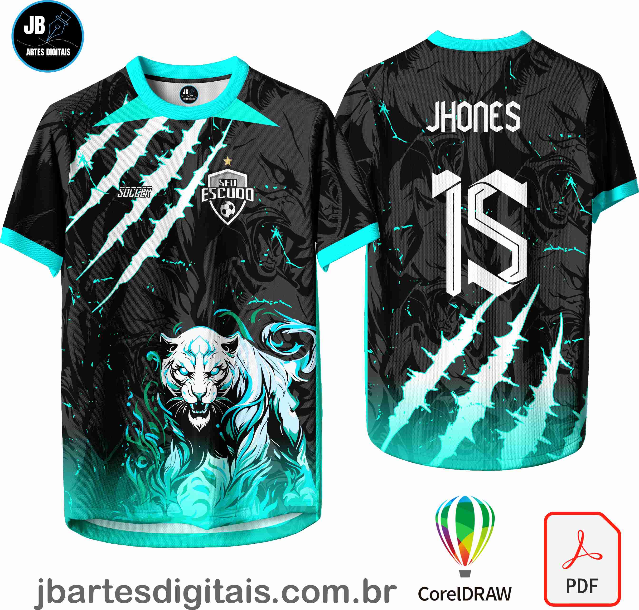 Arte camiseta Interclasse Sublimação Total (0242 Interclasse Pantera Grimclaw VERDE)