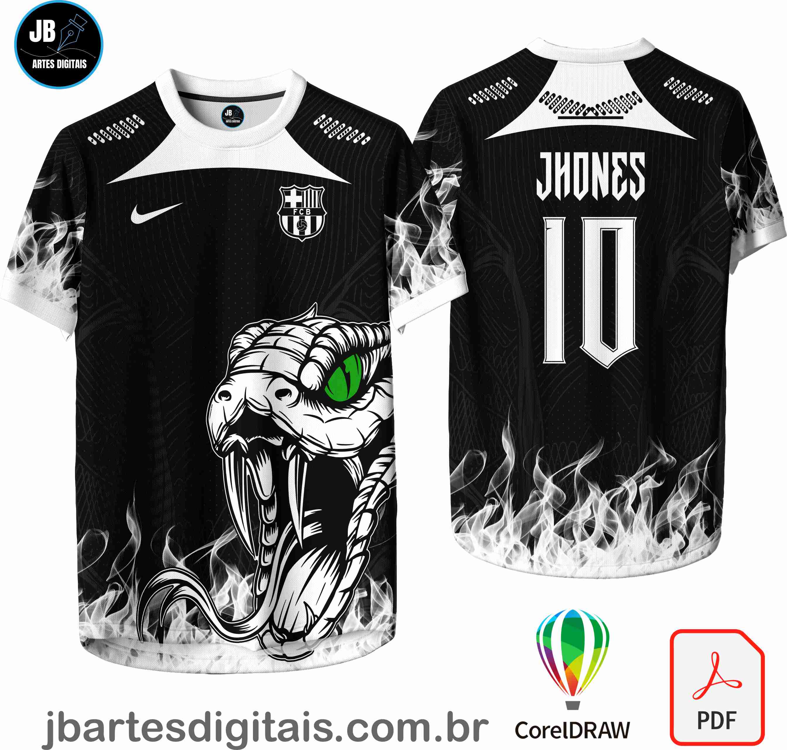 Arte camiseta Interclasse Sublimação Total (Patter - Cabeça de Serpente White 24)