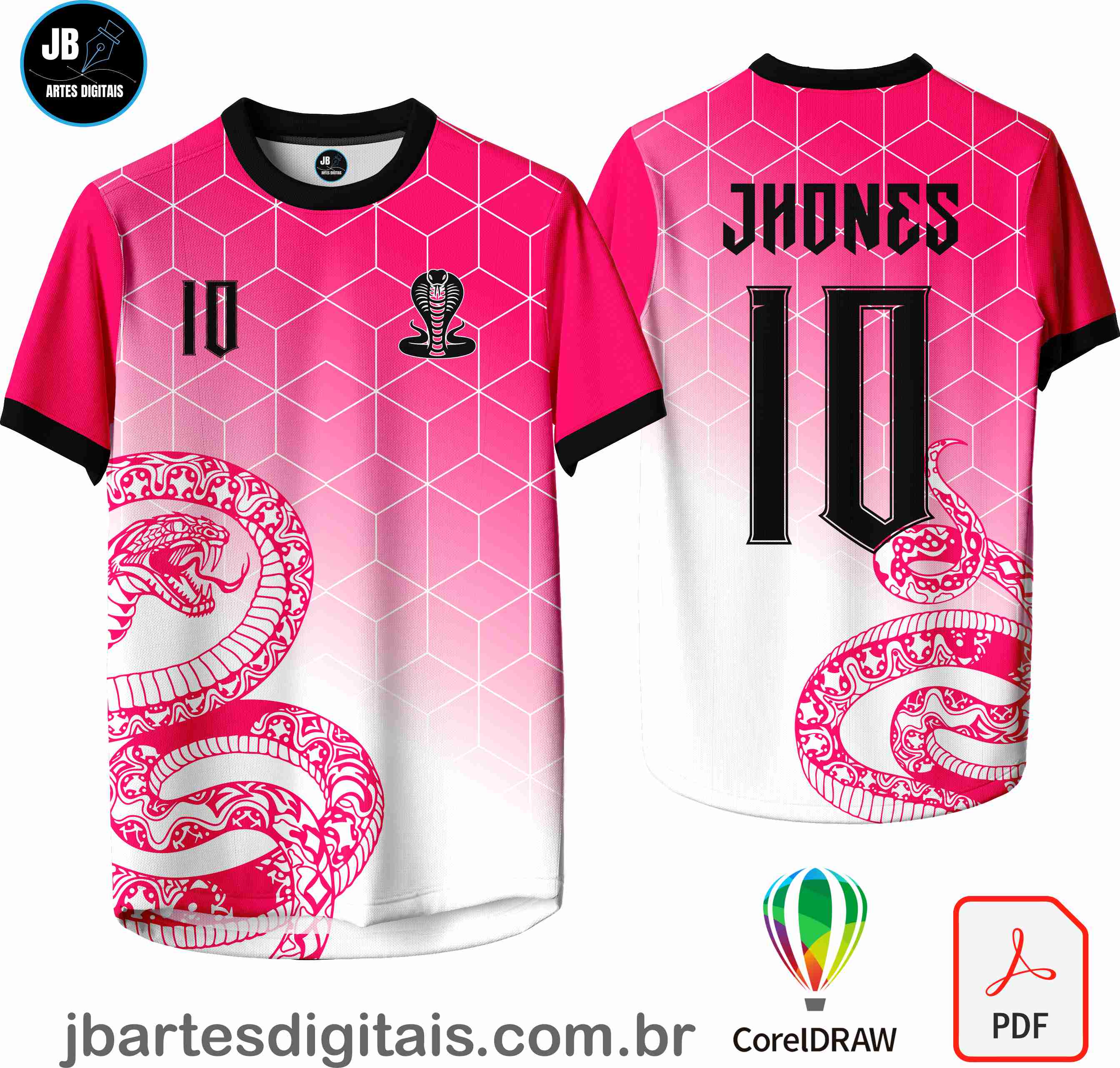 Arte camiseta Interclasse Sublimação Total (SERPENTE DEGRADE ROSA)