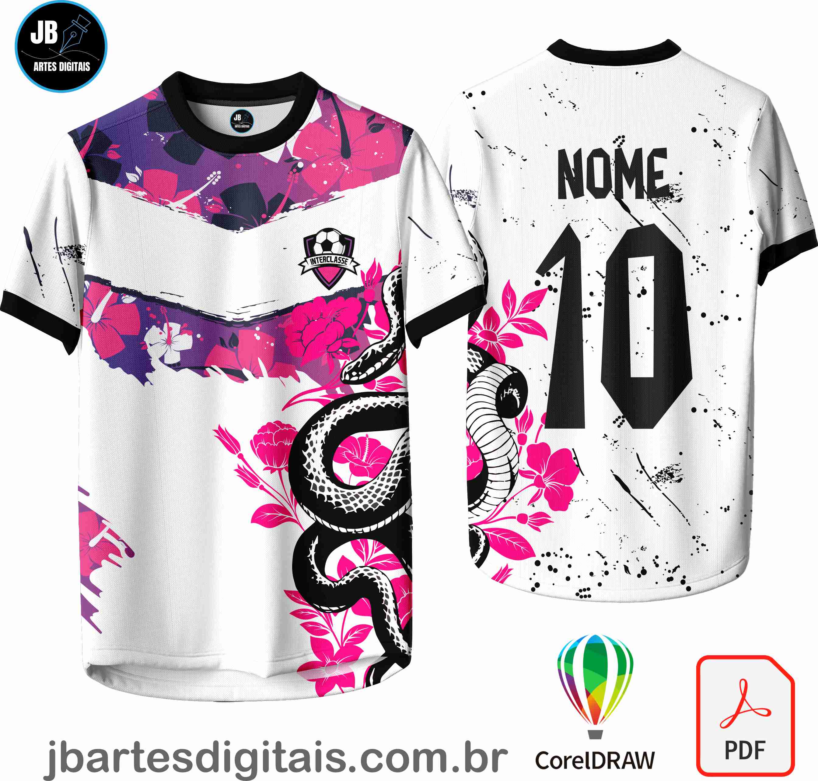 Arte camiseta Interclasse Sublimação Total (SERPENTE ROSA)