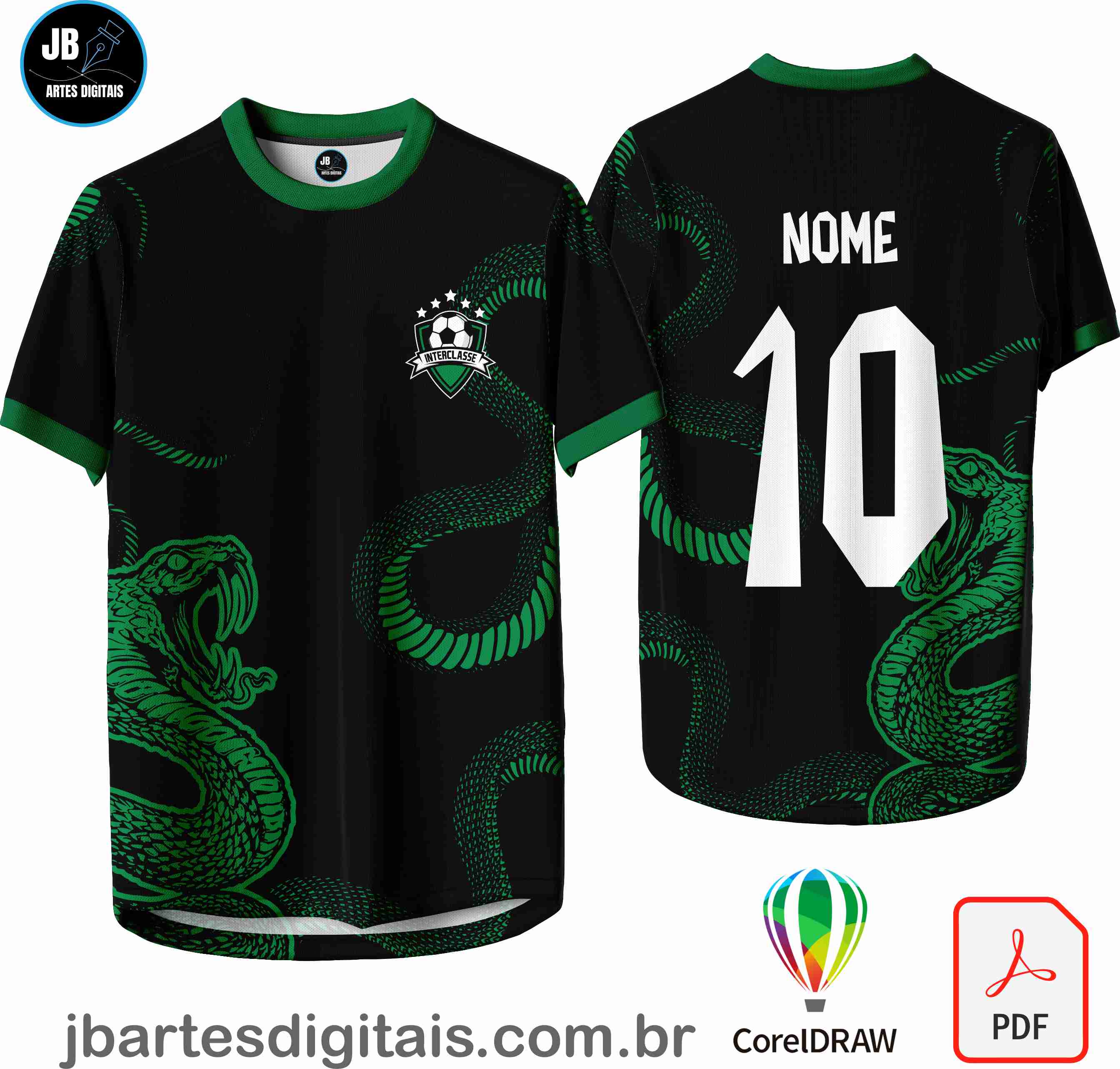 Arte camiseta Interclasse Sublimação Total (SERPENTE VERDE)