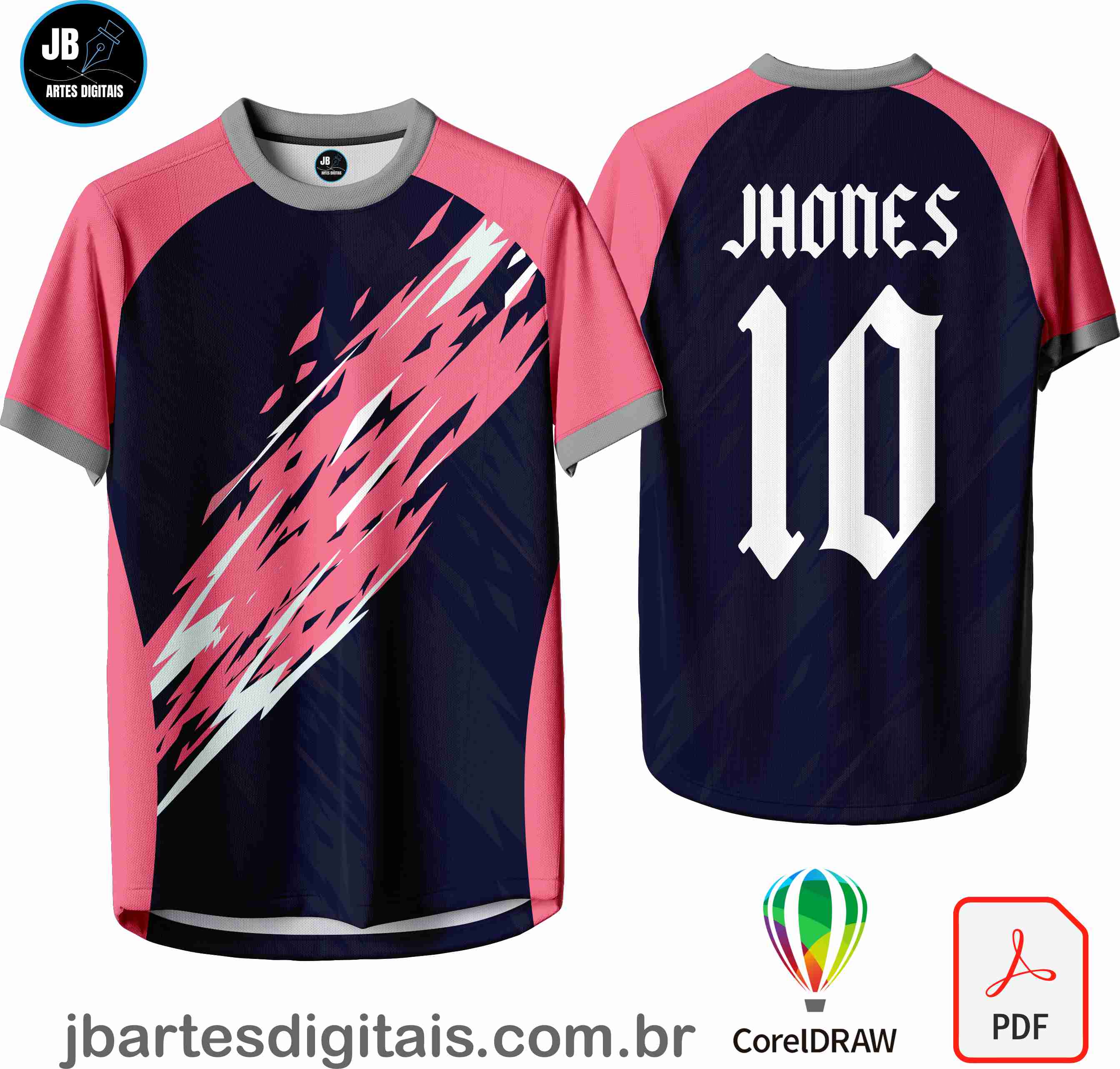 Arte camiseta Sublimação Total (LINEAS ROSA E AZUL)