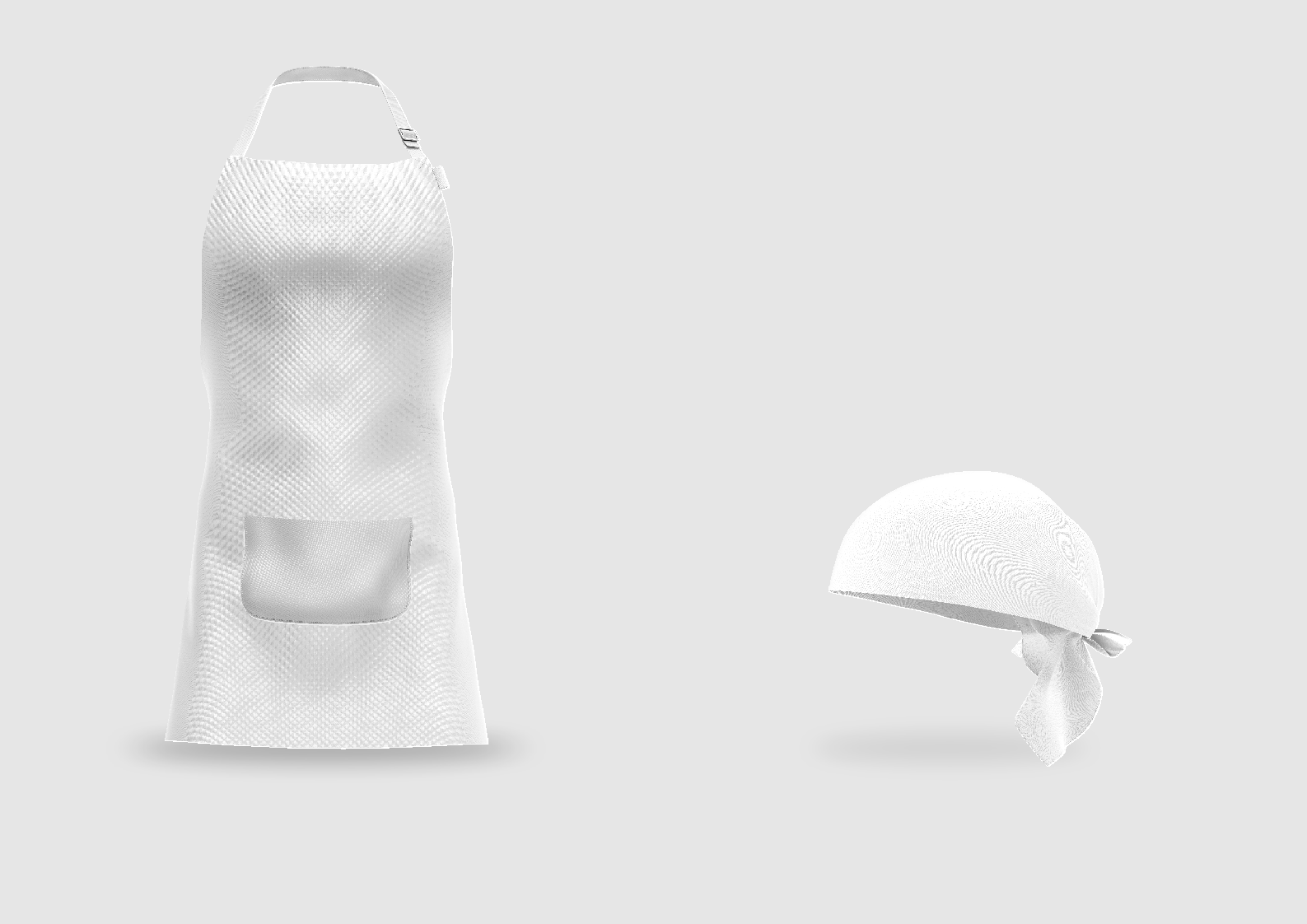 MOCKUP EDITÁVEL FORMATO COREL DRAW (FRENTE E VERSO - Avental e Touca)