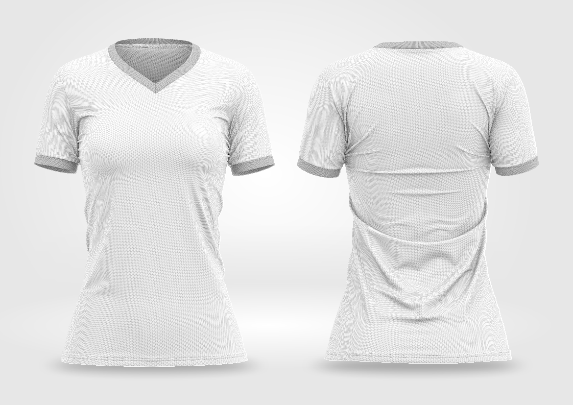 MOCKUP EDITÁVEL FORMATO COREL DRAW (FRENTE E VERSO - Camisa Gola V Feminina )