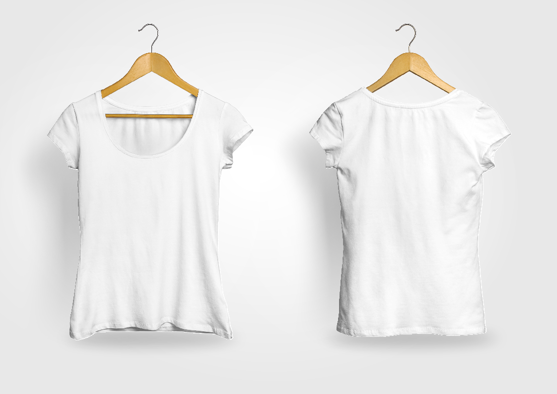 MOCKUP EDITÁVEL FORMATO COREL DRAW (FRENTE E VERSO - Camisa Feminina Gola Canoa II)