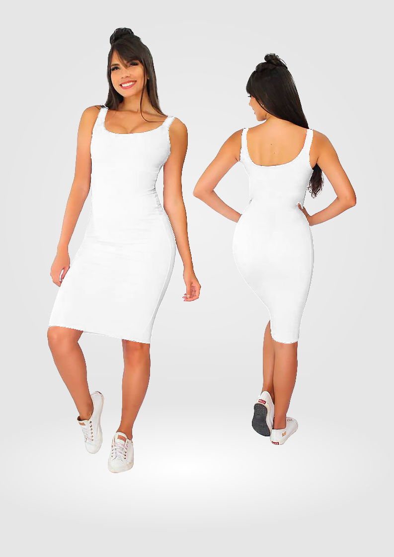 MOCKUP EDITÁVEL FORMATO COREL DRAW (FRENTE E VERSO- Vestido Longo Alça Fina)