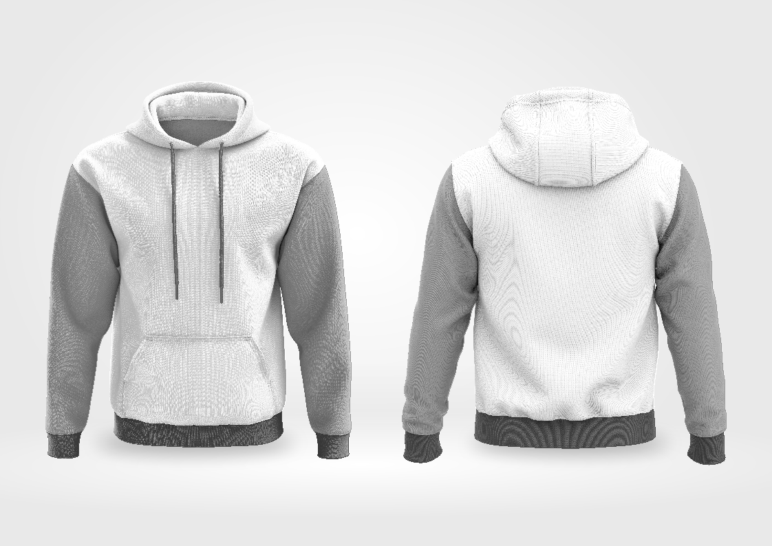 MOCKUP EDITÁVEL FORMATO COREL DRAW (FRENTE E VERSO- Moletom com Capuz e Bolso)