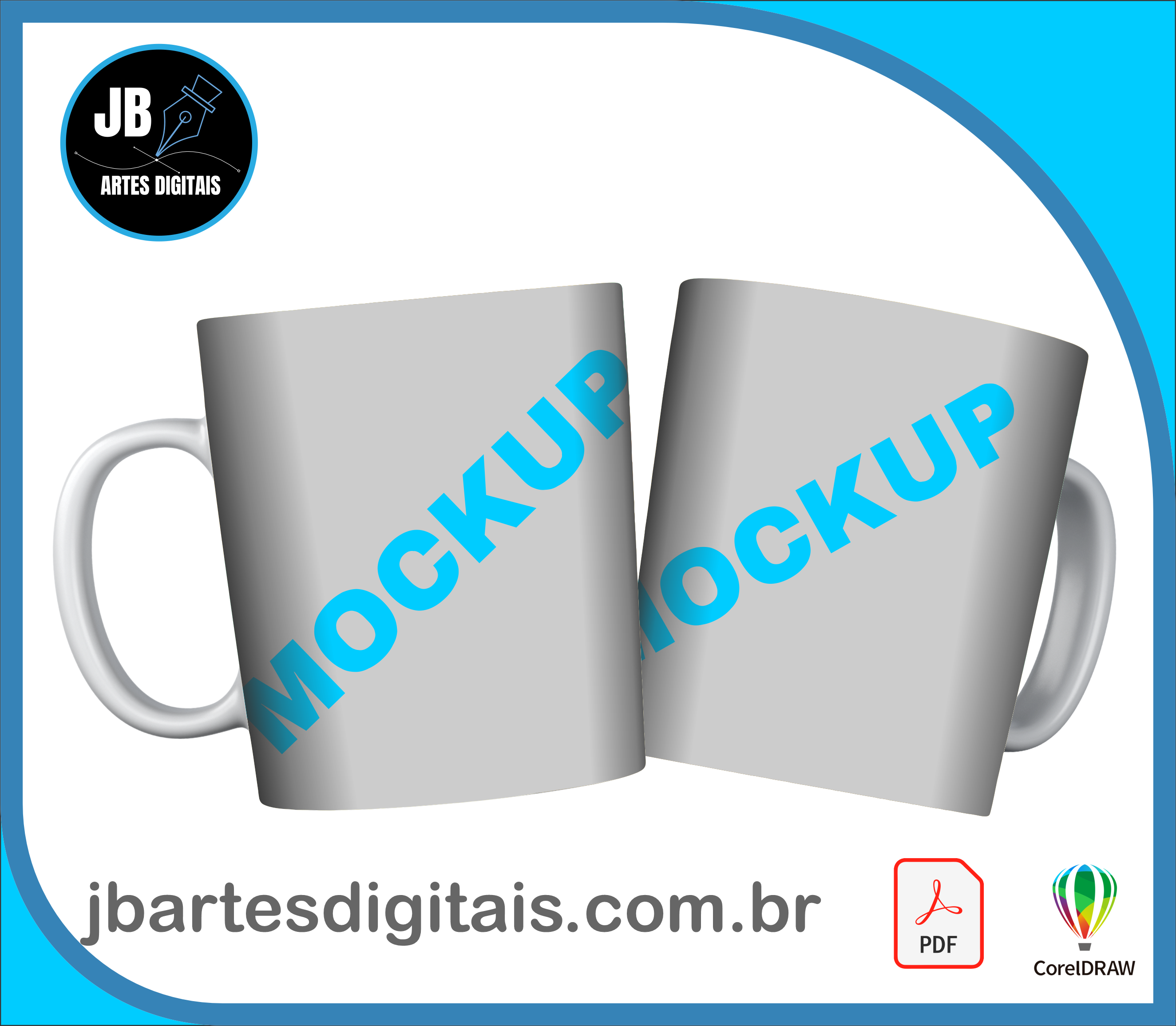 MOCKUP EDITÁVEL FORMATO COREL DRAW (MOCKUP CANECAS RAPIDO COREL DRAW)