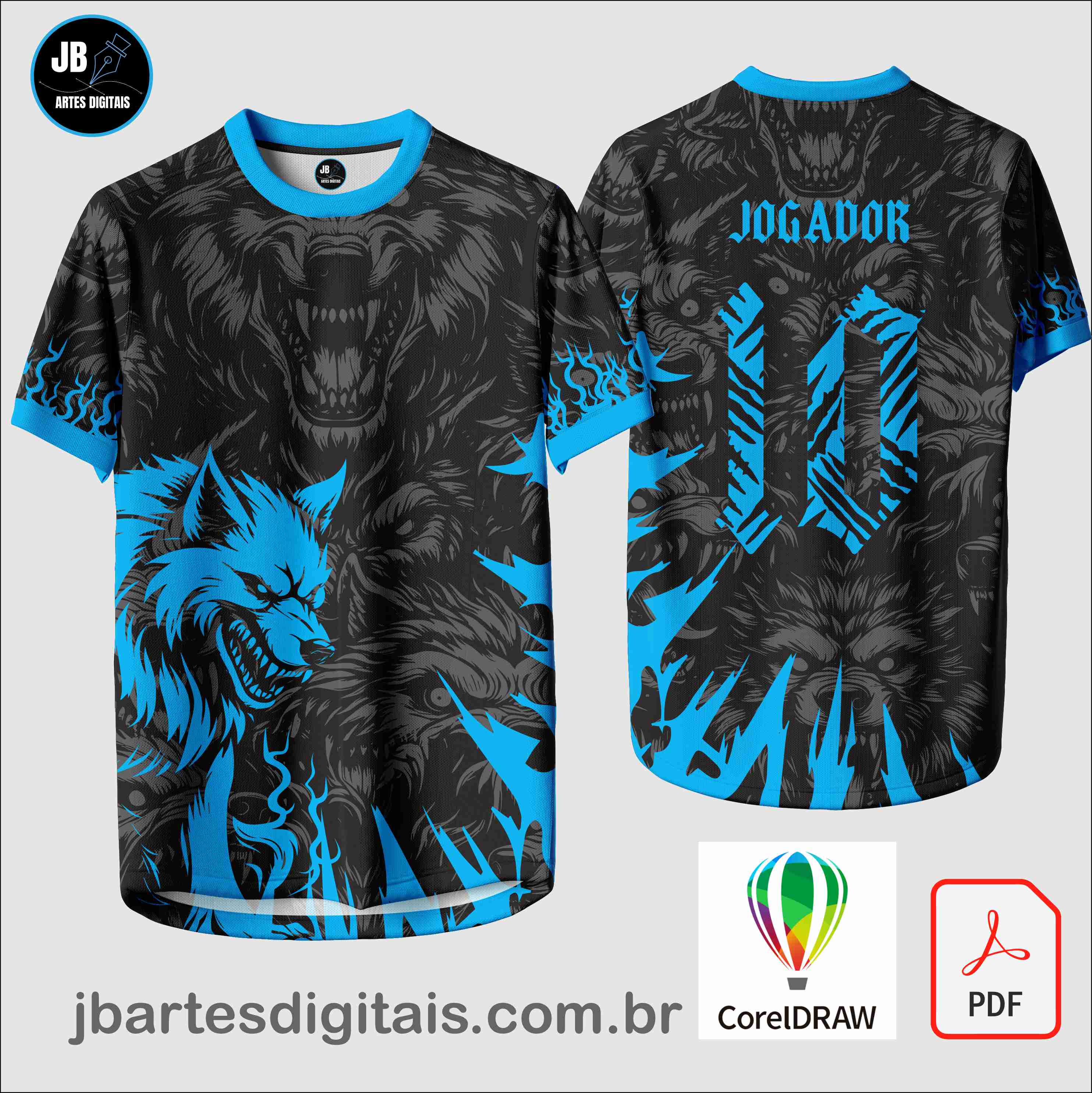 Arte camiseta Interclasse Sublimação Total (INTERCLASSE WOLF PATTER AZUL)