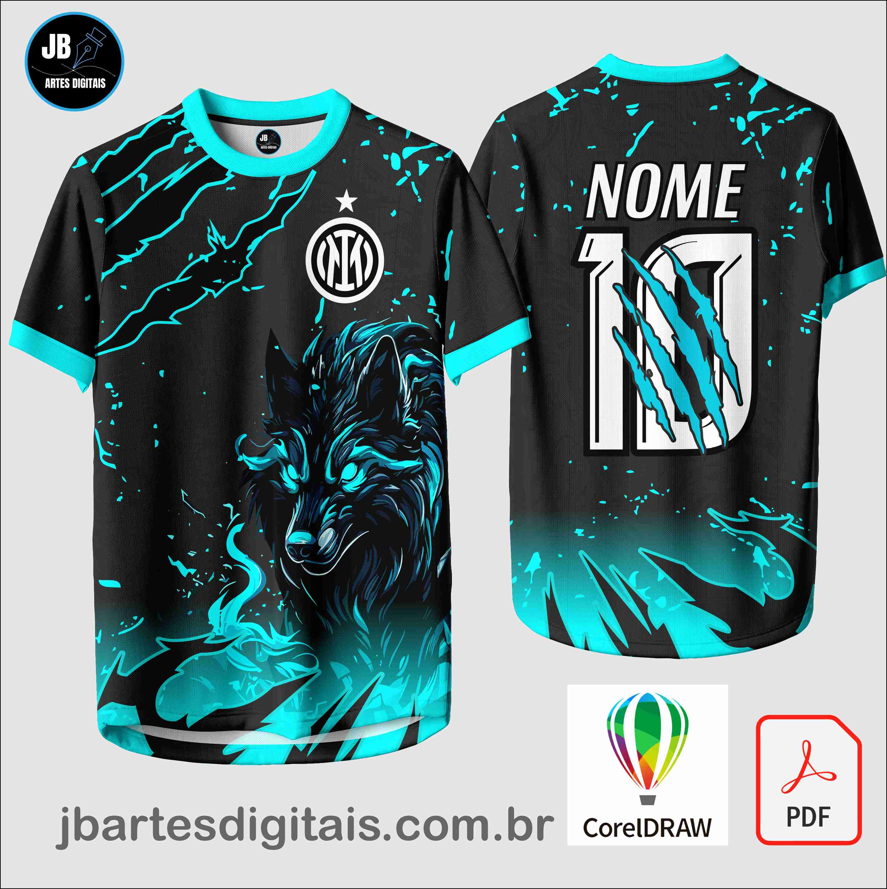 Arte camiseta Interclasse Sublimação Total (INTERCLASSE WOLF PATTER CELESTE)