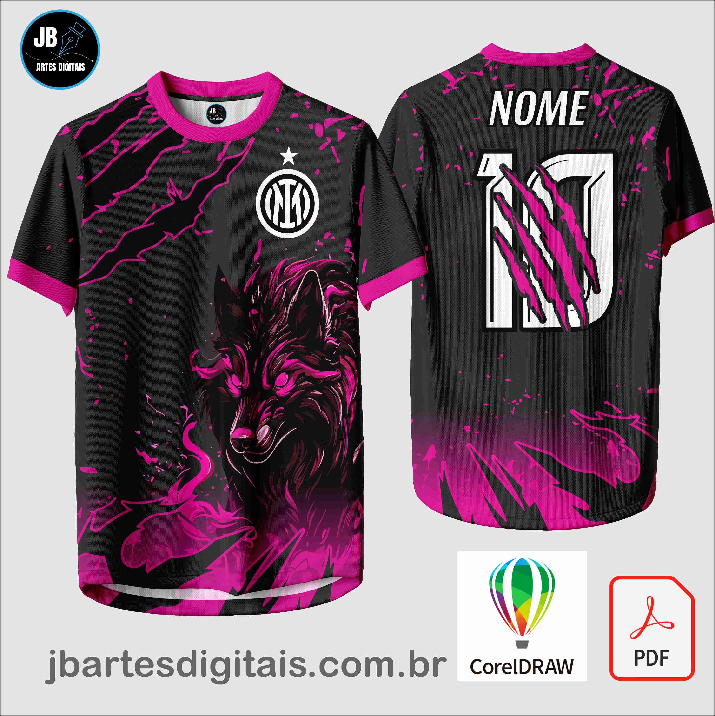 Arte camiseta Interclasse Sublimação Total (INTERCLASSE WOLF PATTER ROSA)