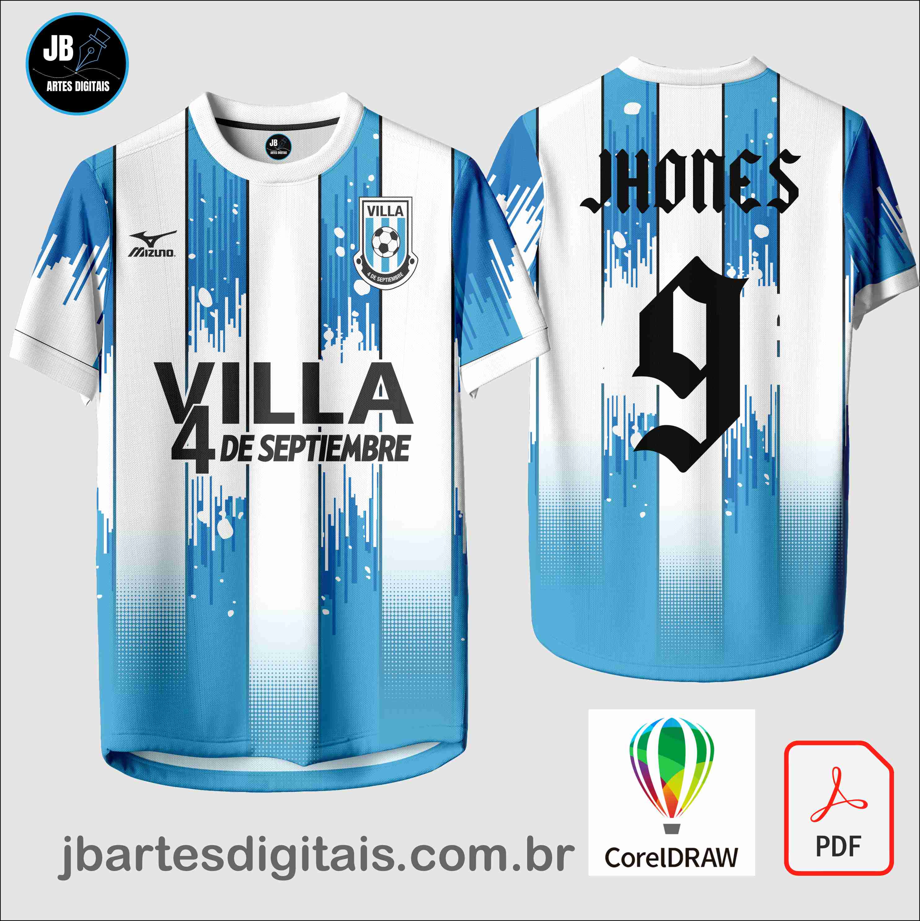 Arte camiseta Futebol Sublimação Total (PATER GEOMETRICO AZUL)