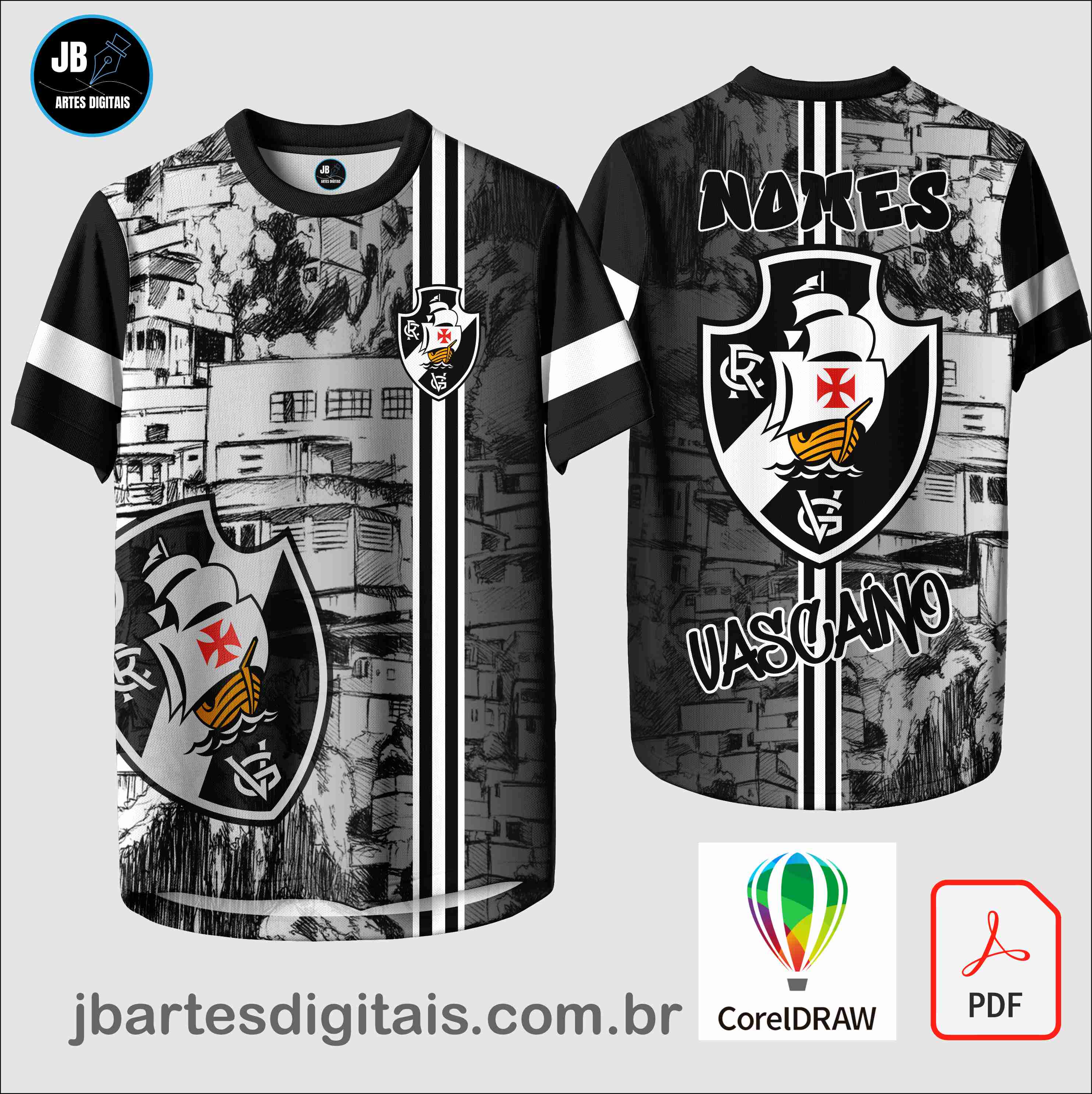Arte camiseta Futebol Sublimação Total (VASCO FAVELA TORCEDOR)